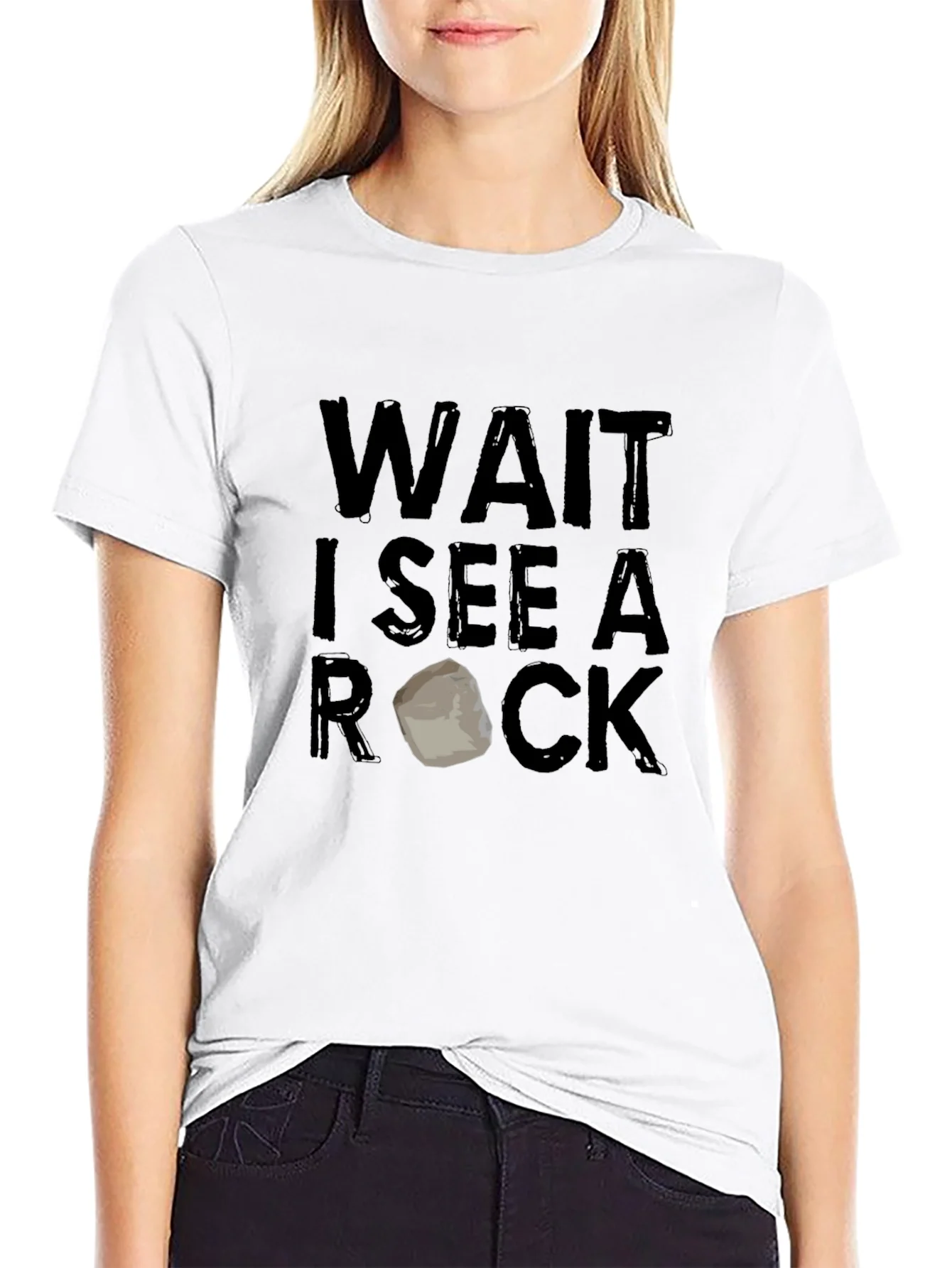 Camiseta Negra Espera veo una roca