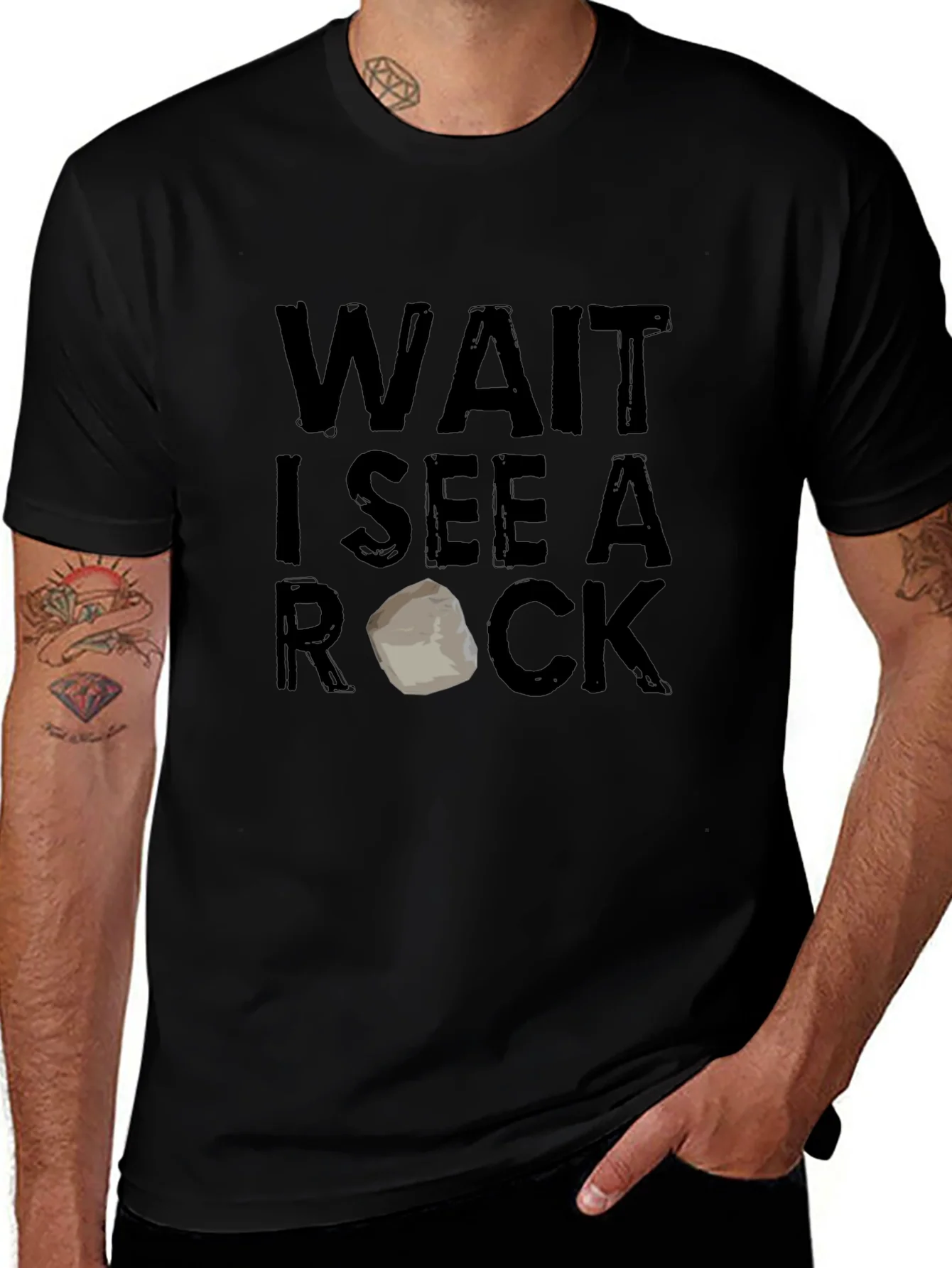 Camiseta Negra Espera veo una roca