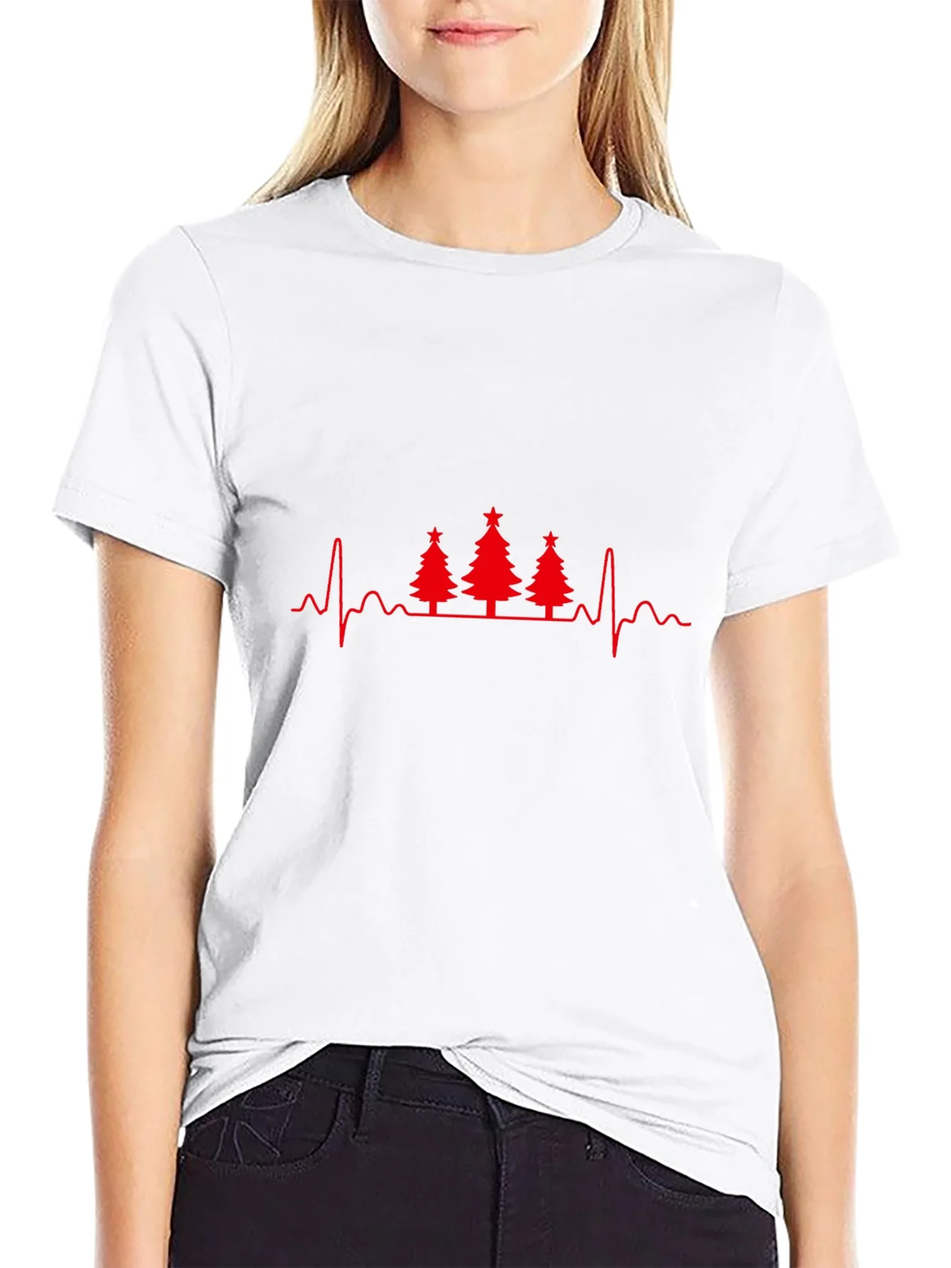Rebbecca Christmas Tree Heartbeat T-Shirt - Holiday ECG
