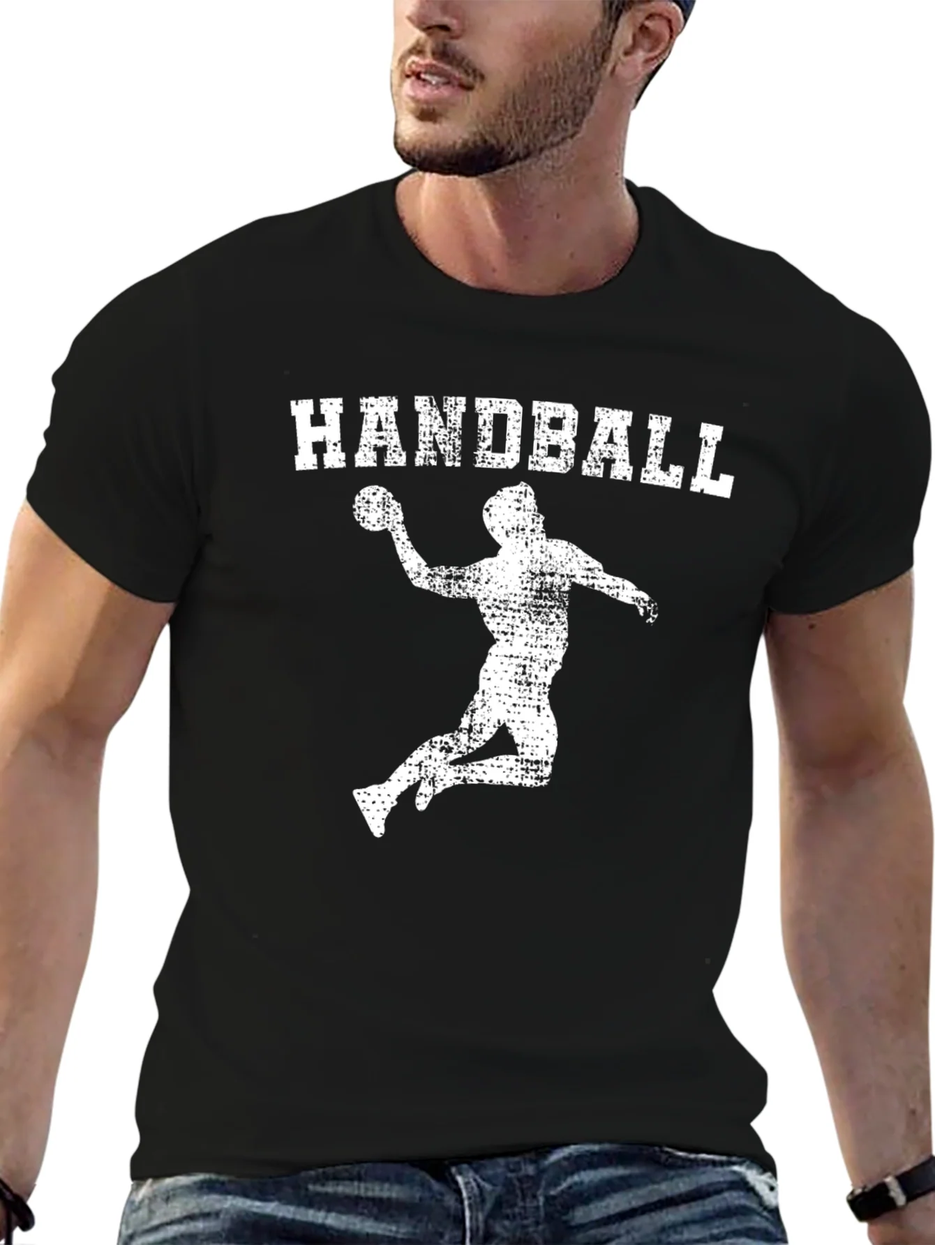 Camiseta Negra de Balonmano para Hombre