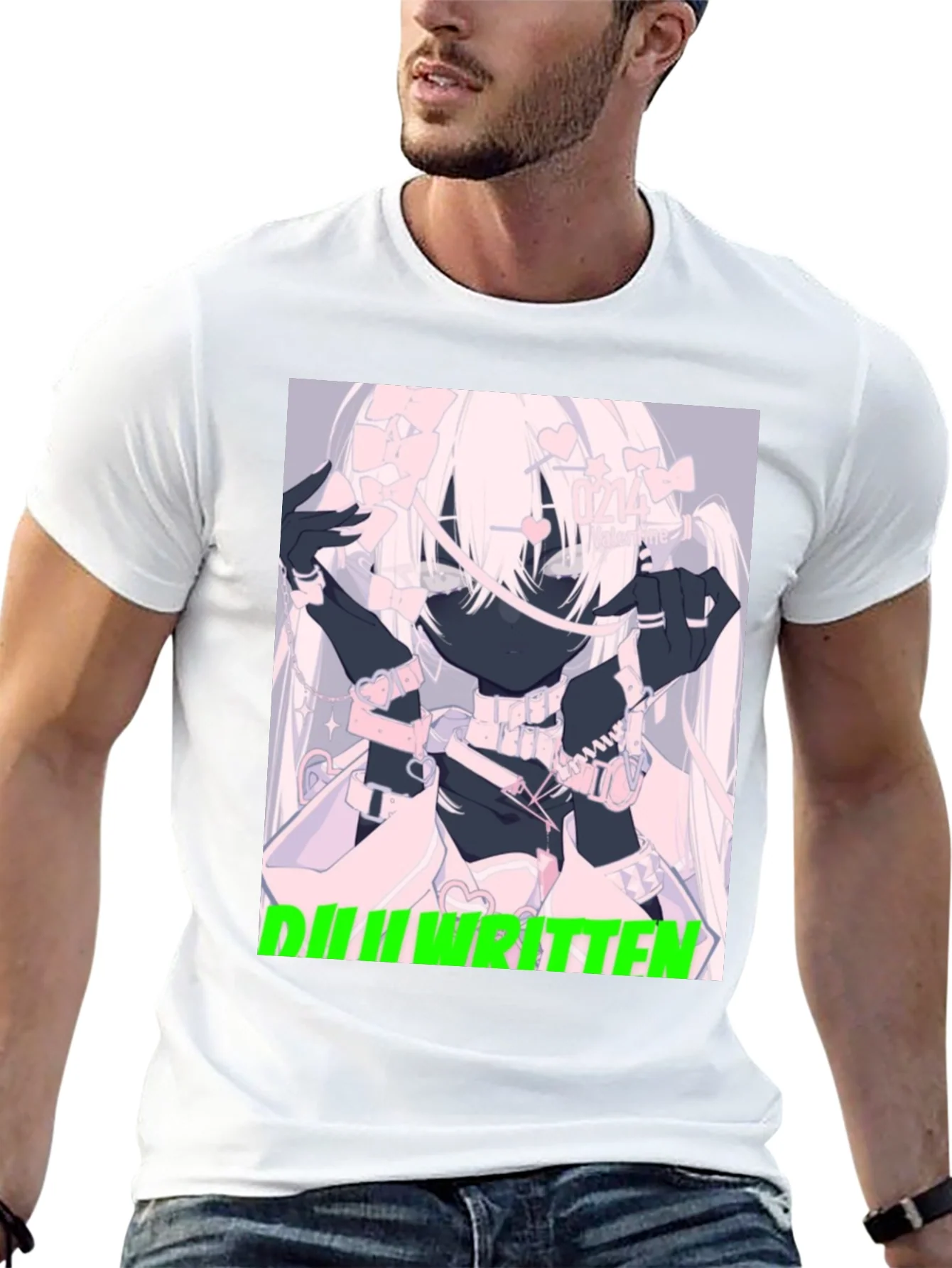 Camiseta Negra Estampada - Dise?o Anime ¨²nico