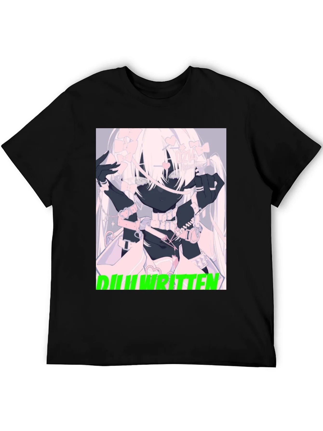 Camiseta Negra Estampada - Dise?o Anime ¨²nico