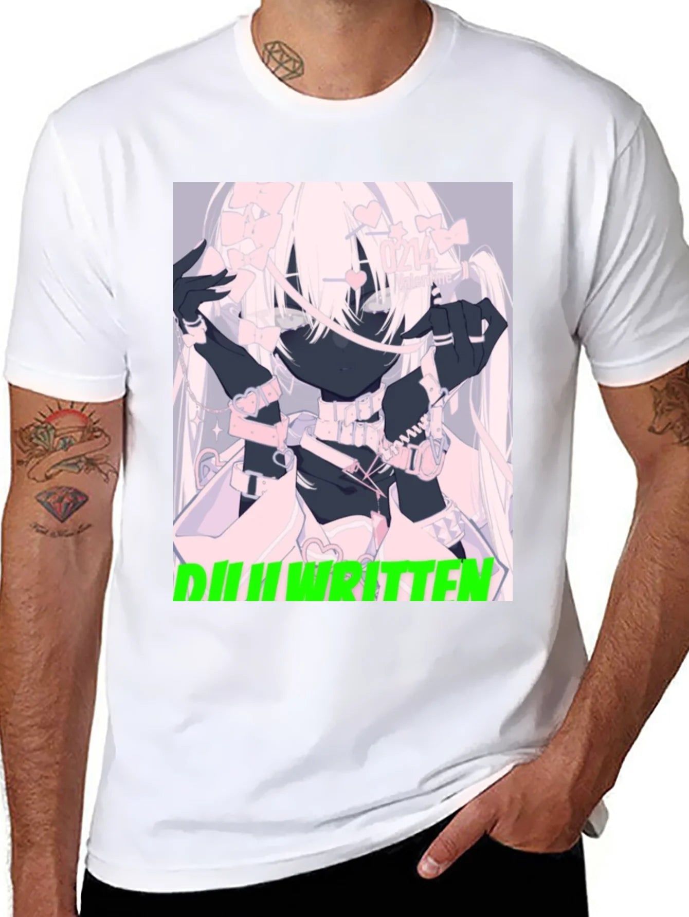 Camiseta Negra Estampada - Dise?o Anime ¨²nico