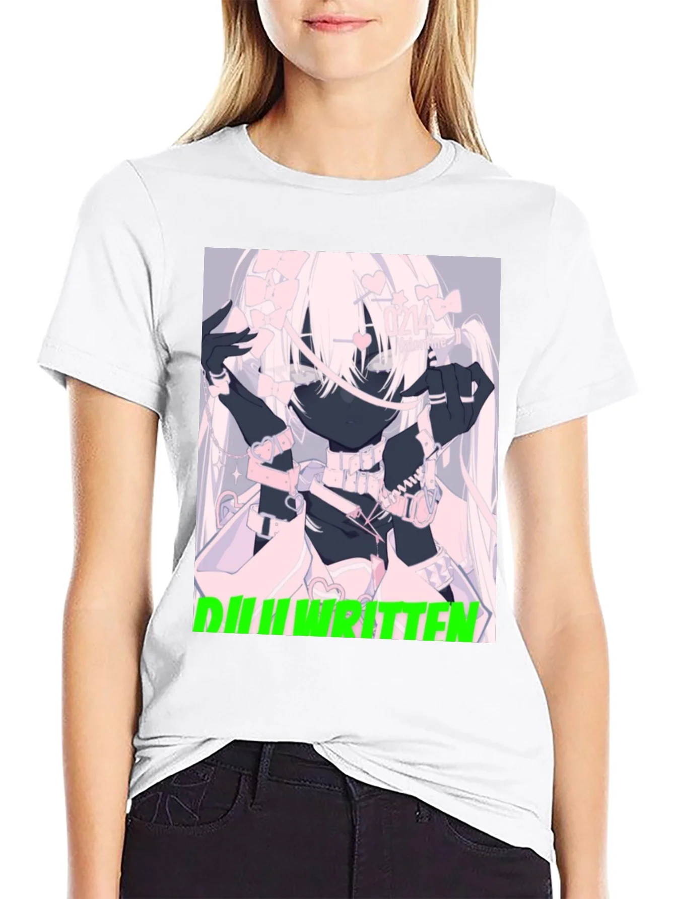Camiseta Negra Estampada - Dise?o Anime ¨²nico