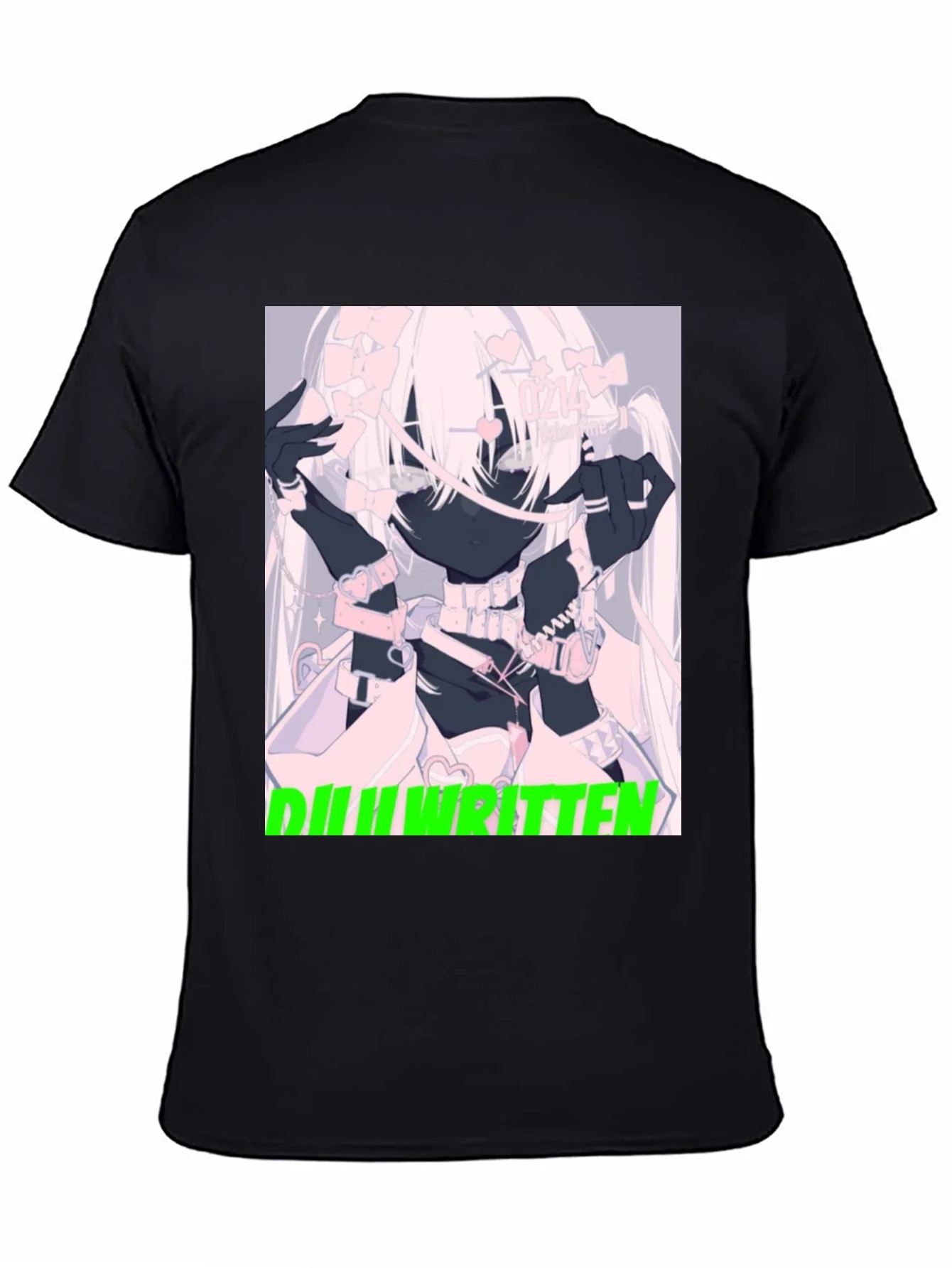Camiseta Negra Estampada - Dise?o Anime ¨²nico