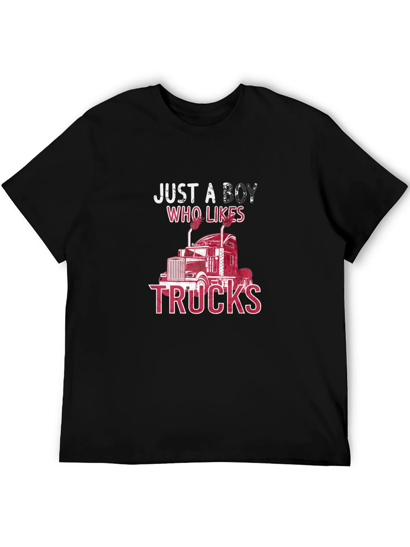Camiseta Negra: Just A Boy Who Likes Trucks