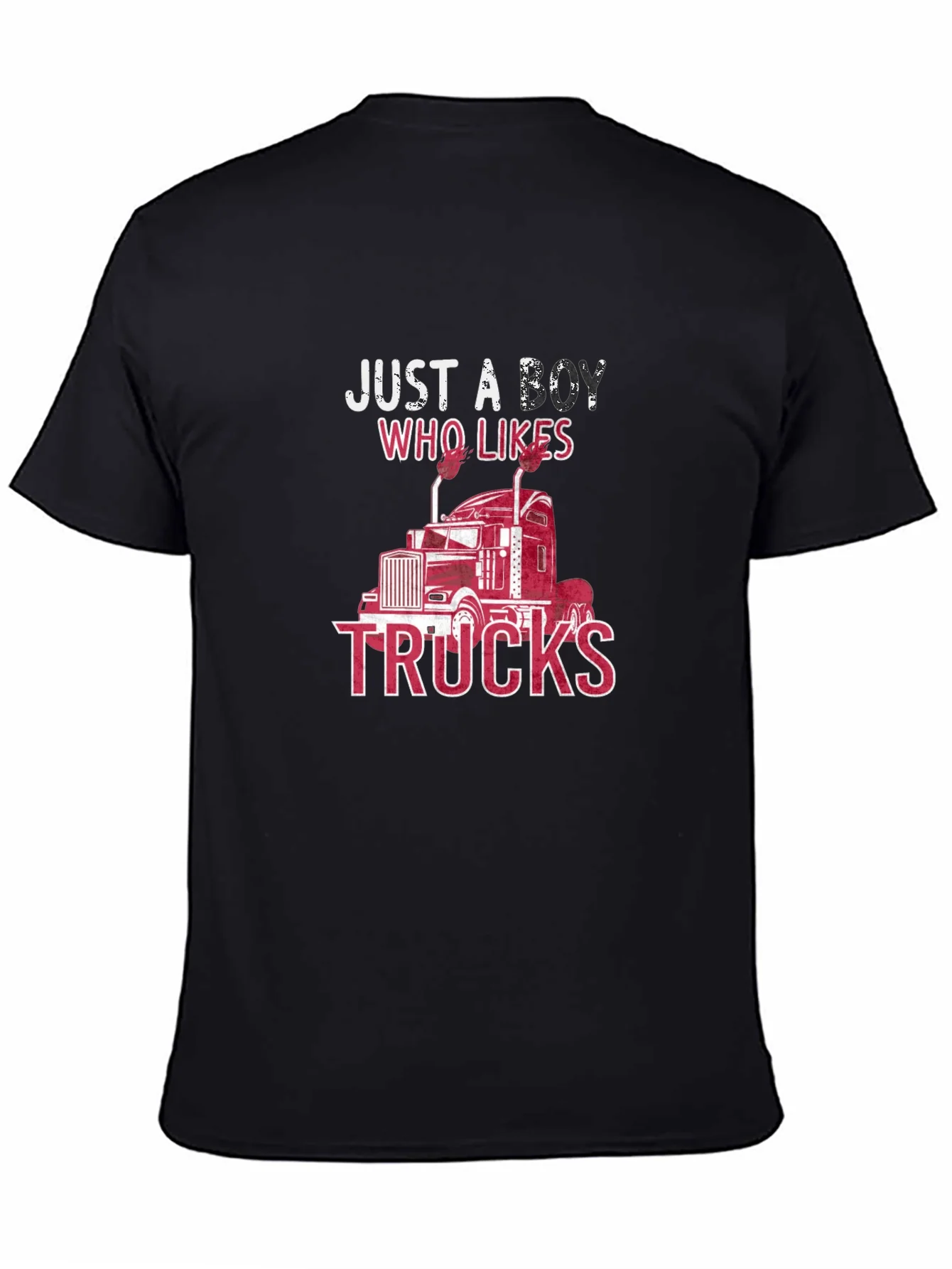Camiseta Negra: Just A Boy Who Likes Trucks