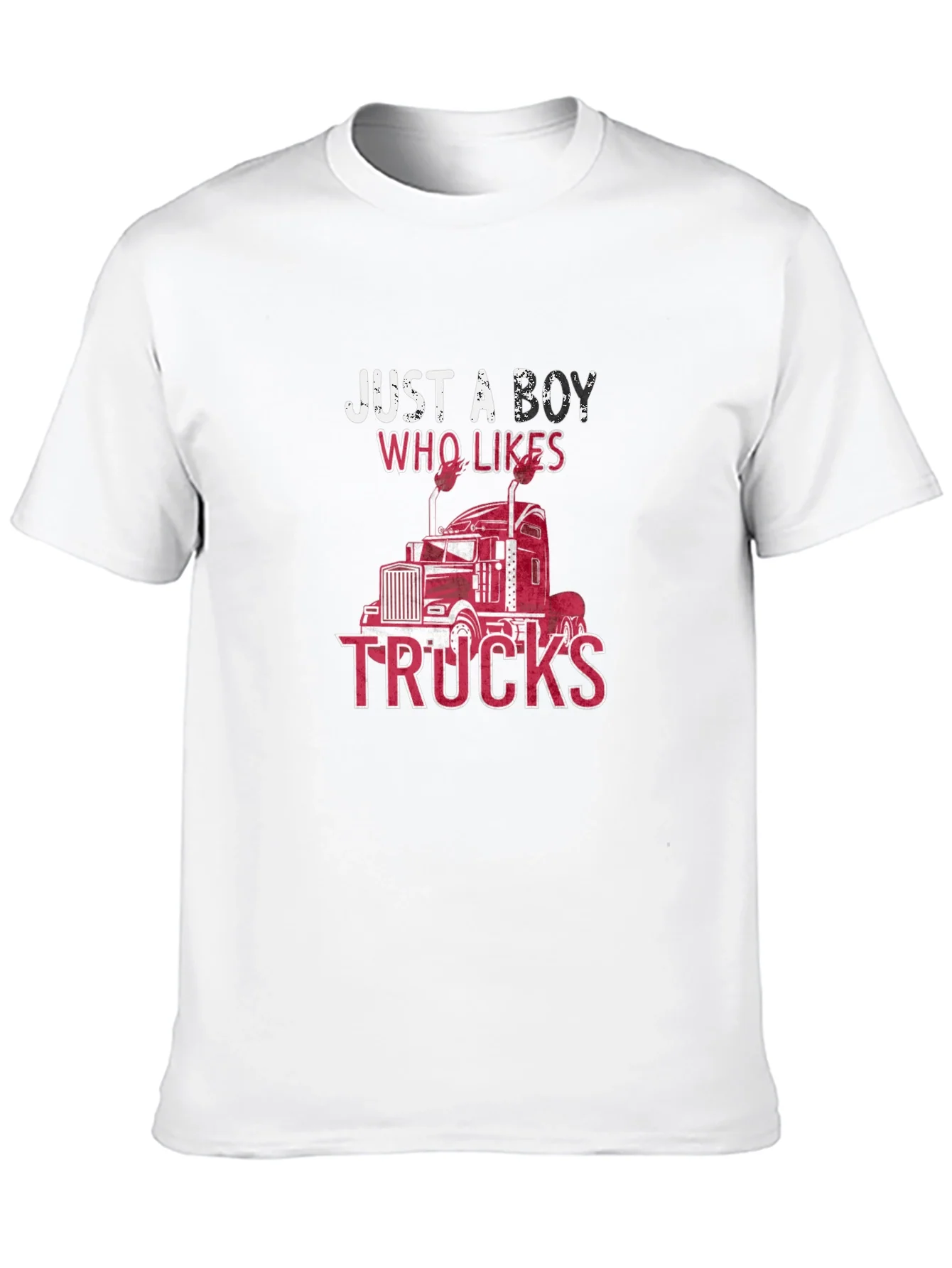 Camiseta Negra: Just A Boy Who Likes Trucks