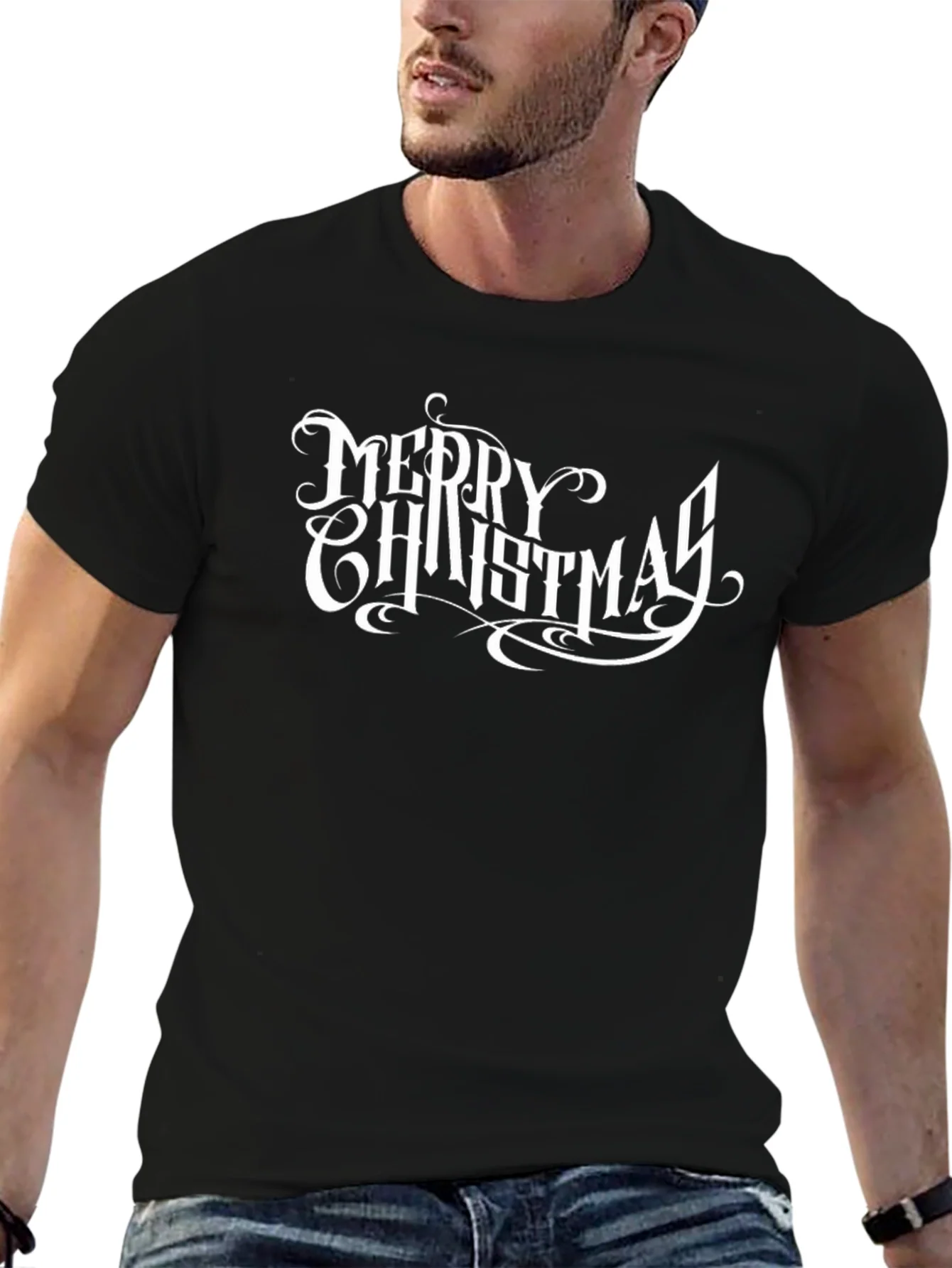 Camiseta Negra Feliz Navidad Dise?o Elegante
