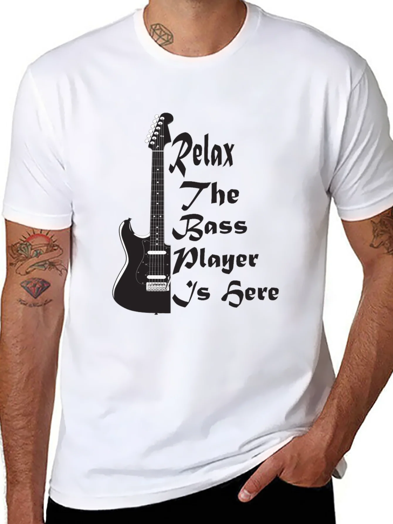 Rebbecca Relax Bass Player Black Graphic Tee