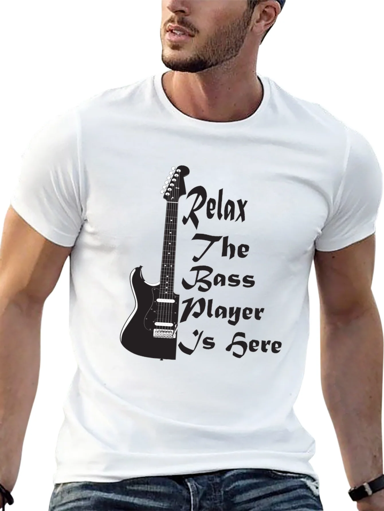 Rebbecca Relax Bass Player Black Graphic Tee
