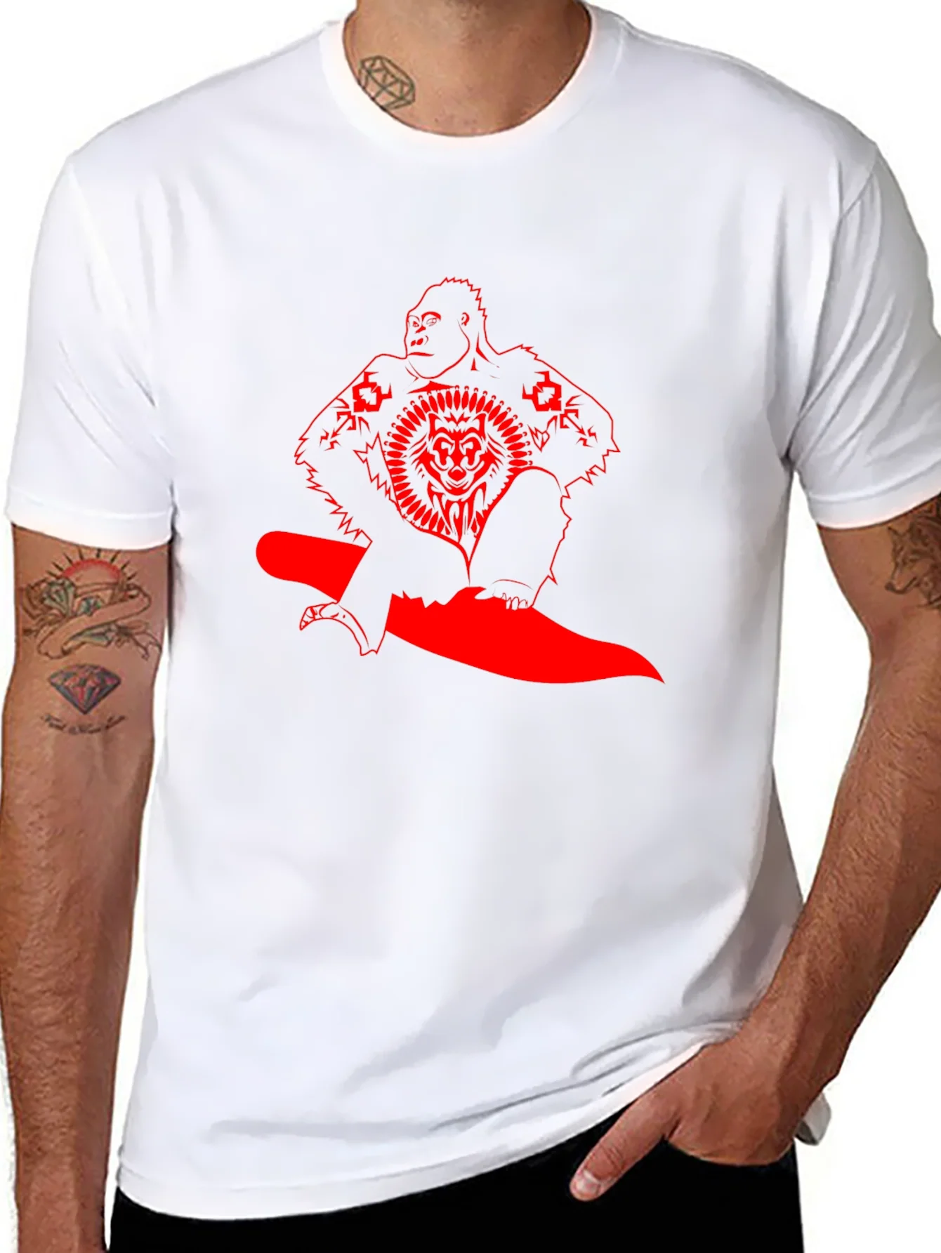 Camiseta Negra con Dise?o Gr¨¢fico Rojo