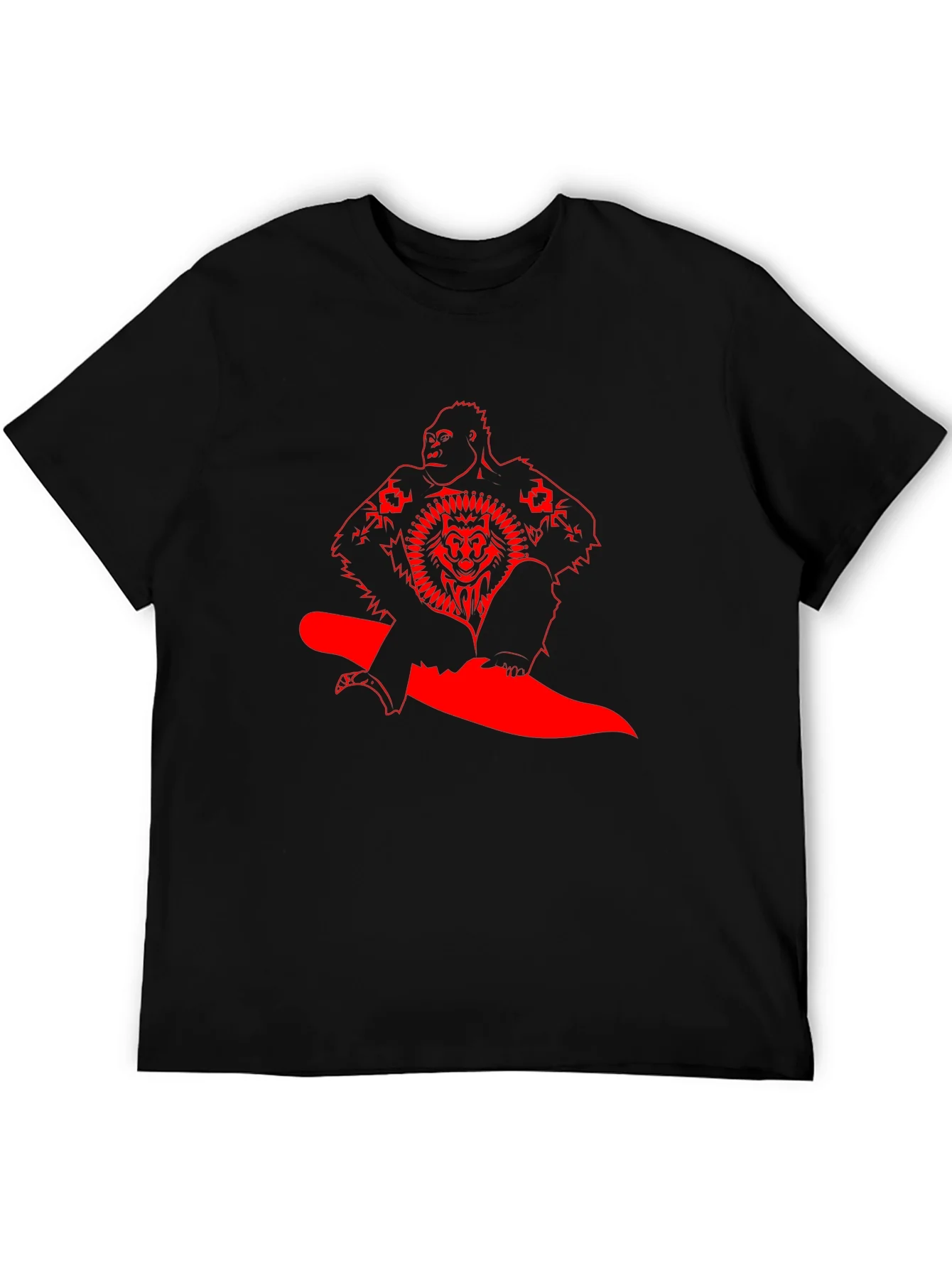 Camiseta Negra con Dise?o Gr¨¢fico Rojo