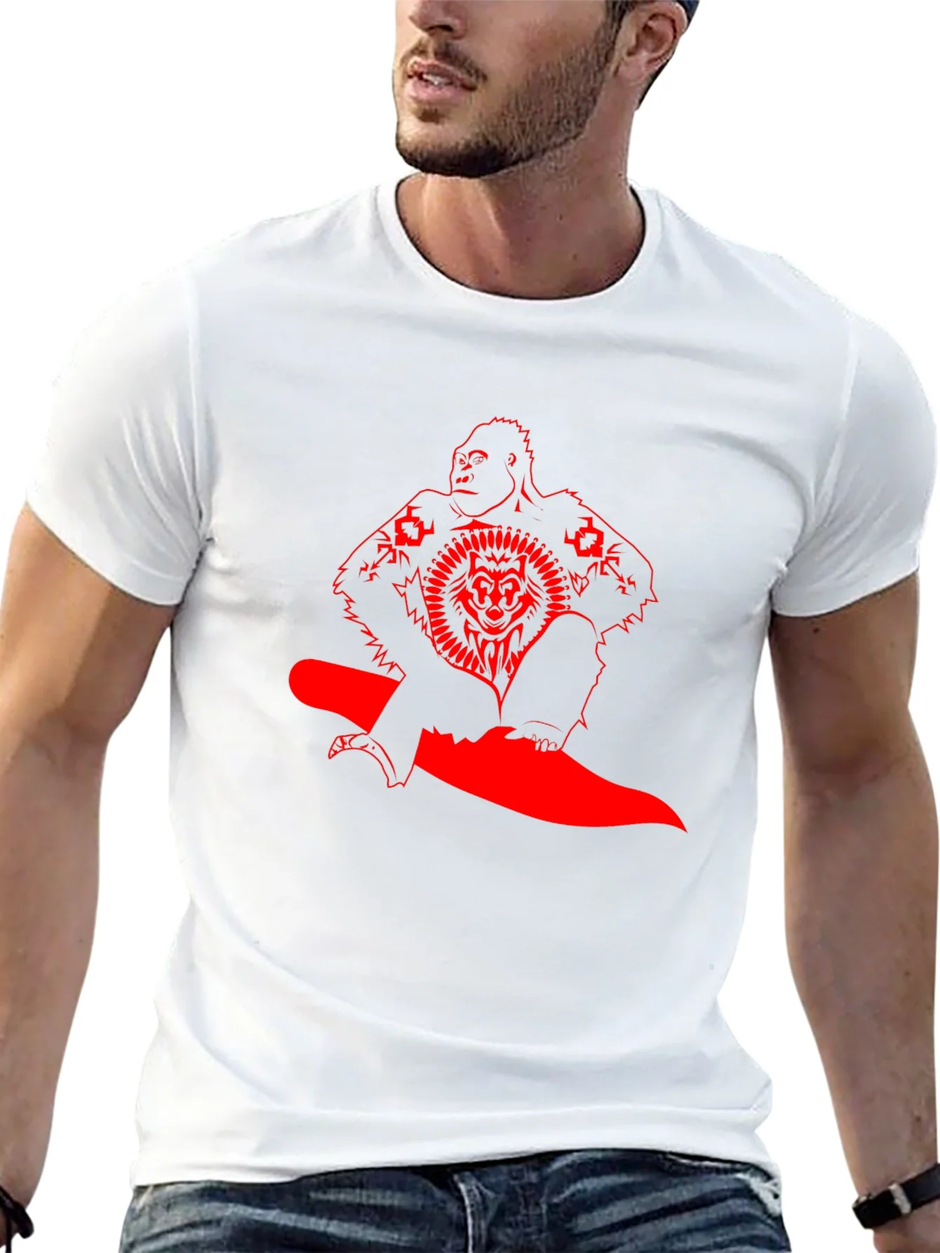 Camiseta Negra con Dise?o Gr¨¢fico Rojo