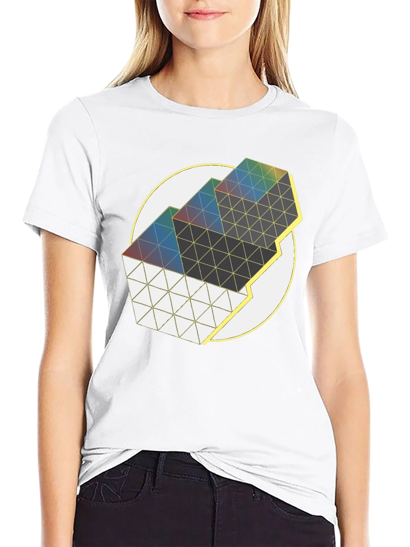 Camiseta Negra Dise?o Geom¨¦trico Abstracto