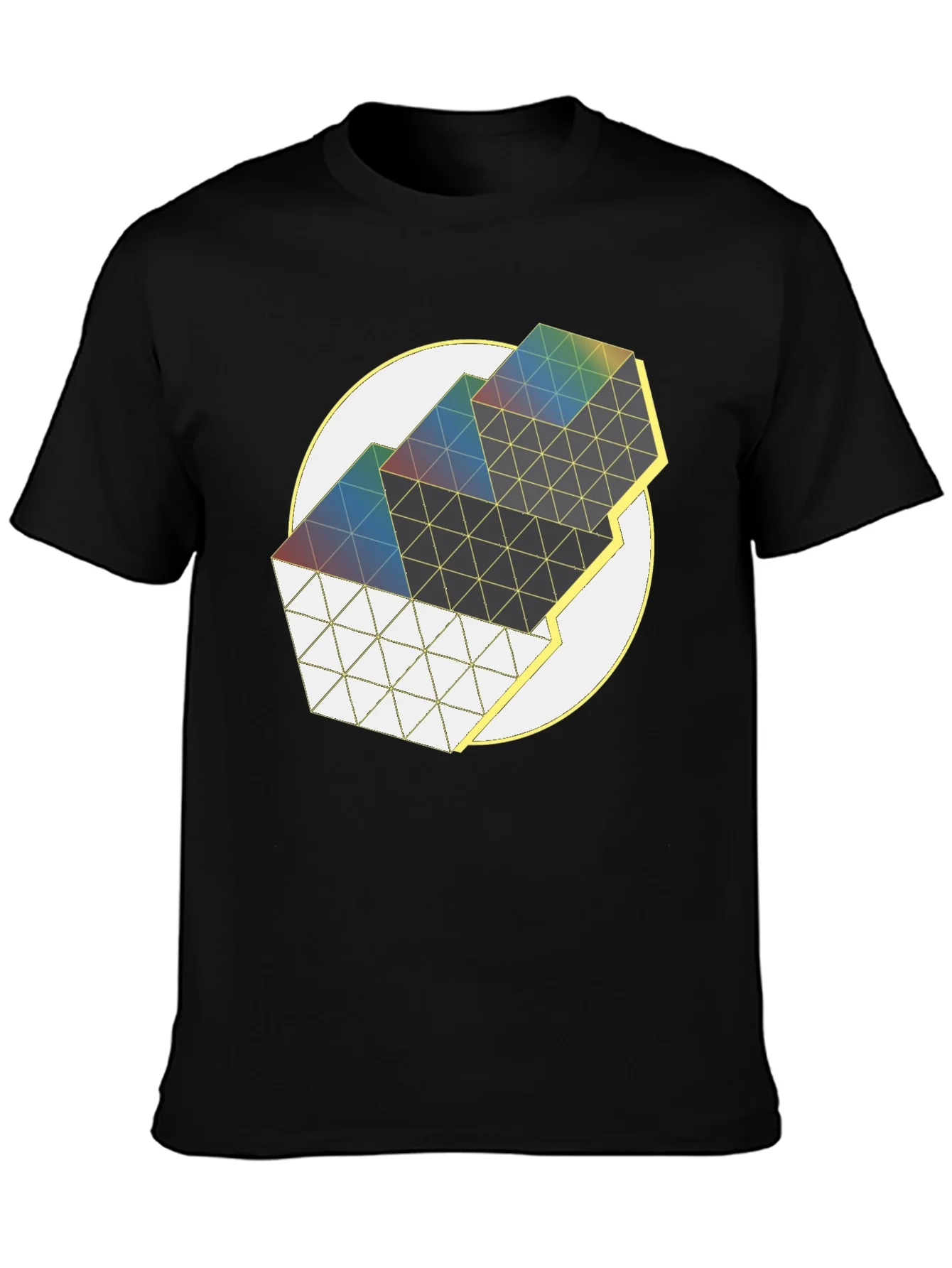 Camiseta Negra Dise?o Geom¨¦trico Abstracto