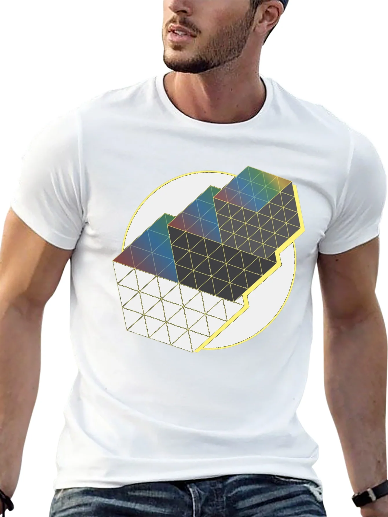 Camiseta Negra Dise?o Geom¨¦trico Abstracto