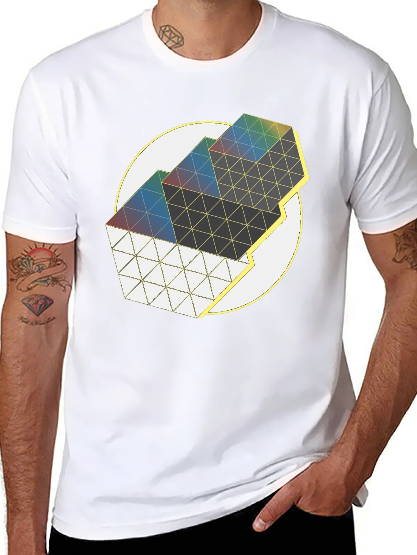 Camiseta Negra Dise?o Geom¨¦trico Abstracto