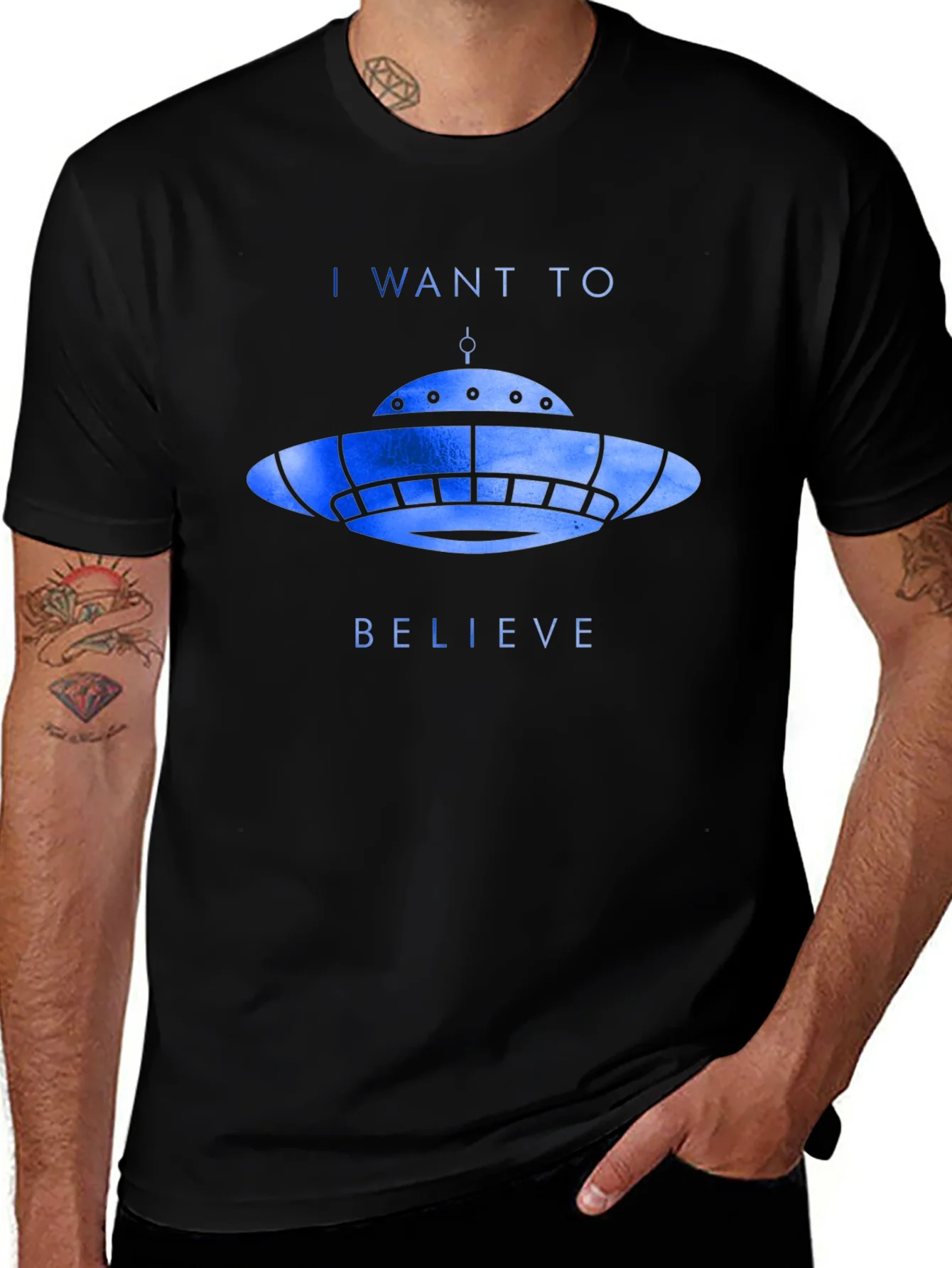 Camiseta Negra OVNI: I Want to Believe