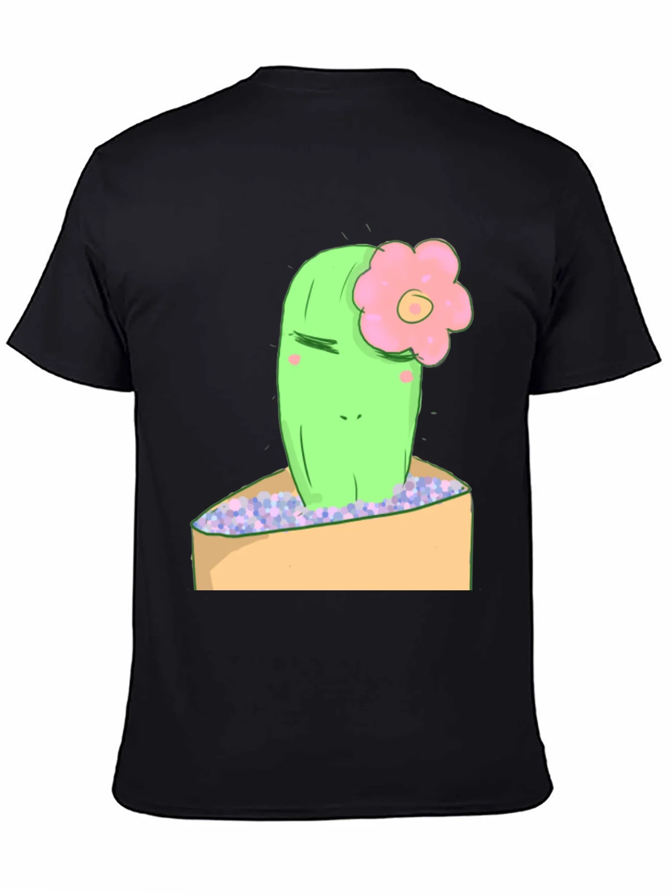 Camiseta Negra con Dise?o de Cactus Tierno