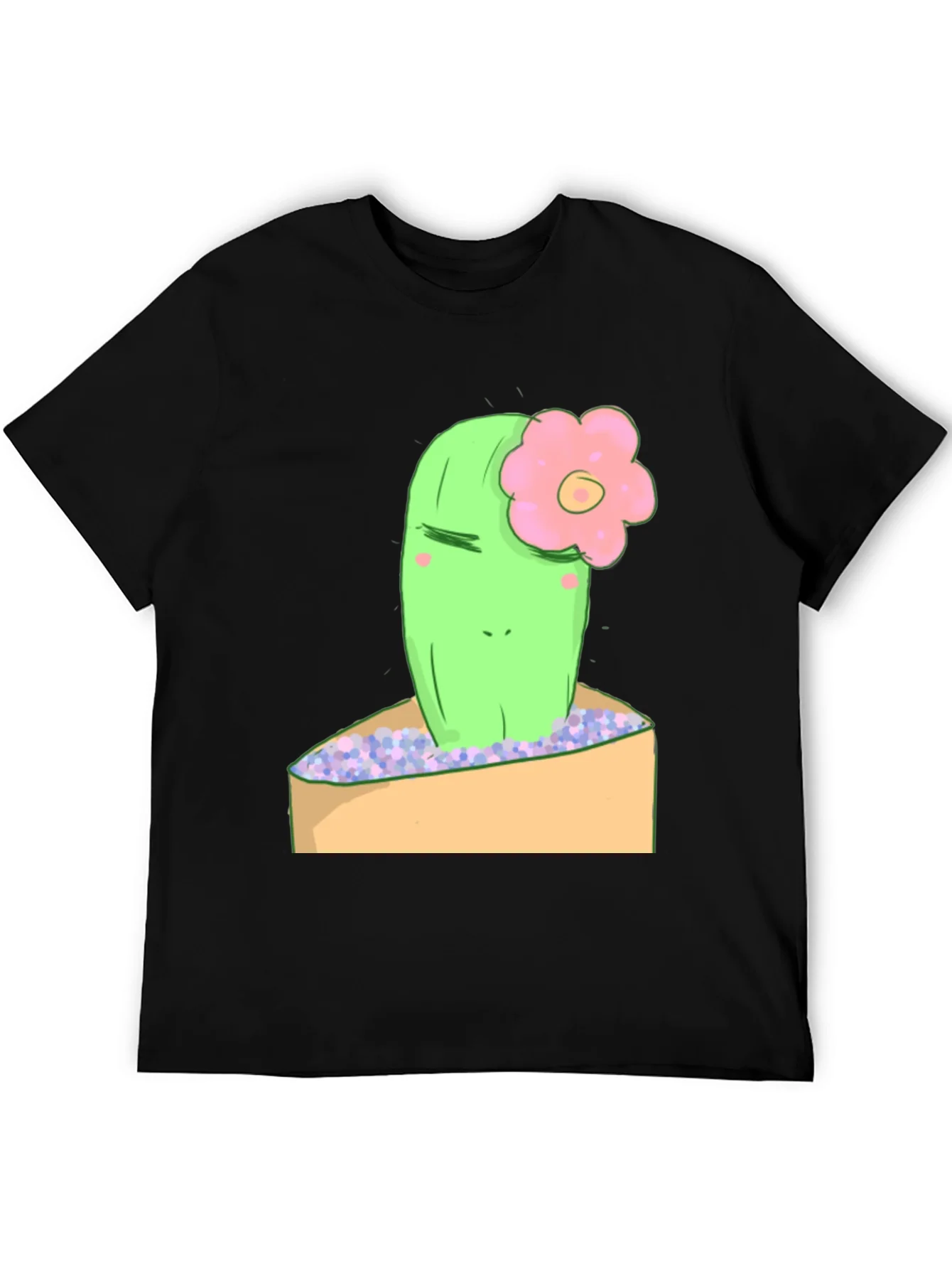 Camiseta Negra con Dise?o de Cactus Tierno