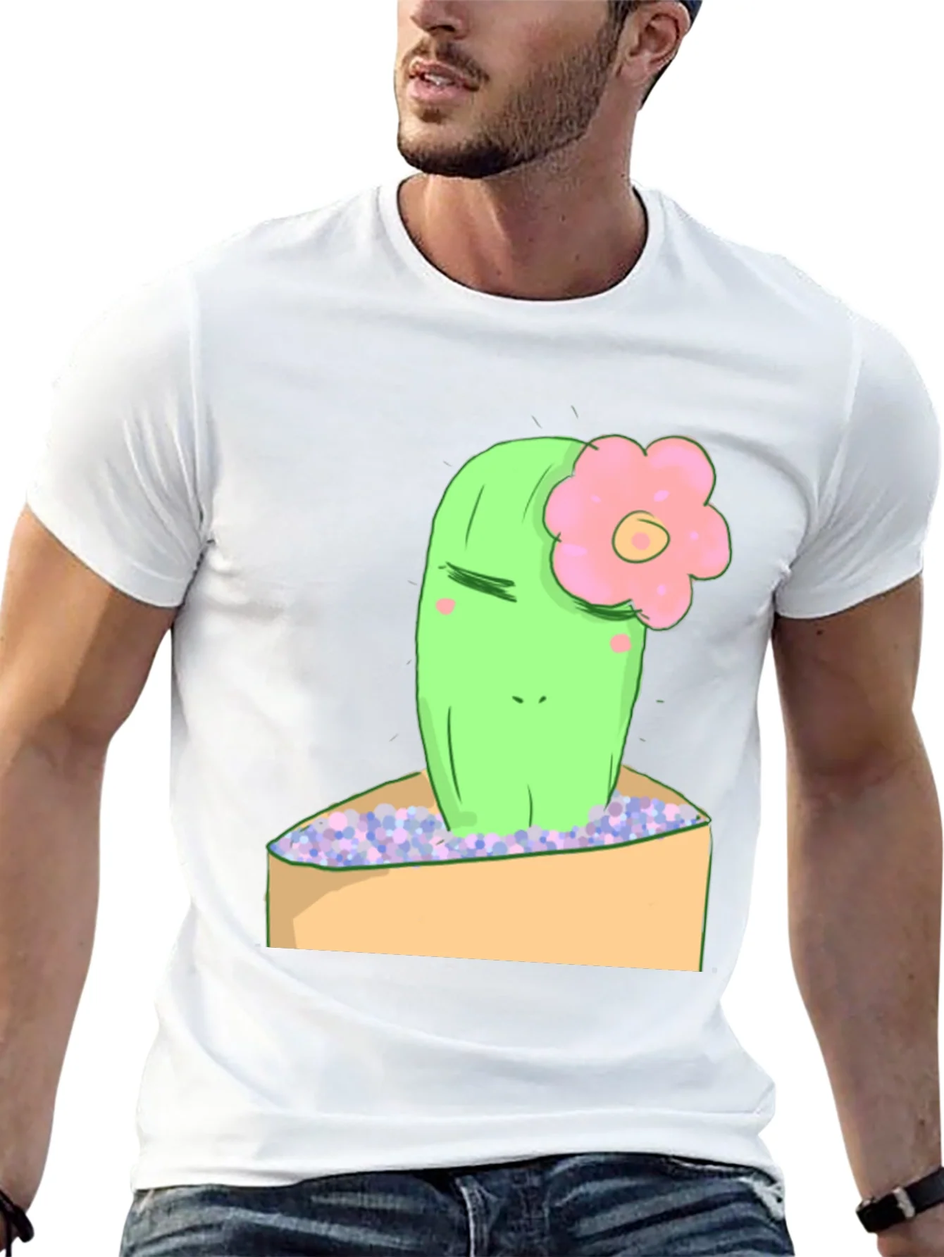 Camiseta Negra con Dise?o de Cactus Tierno
