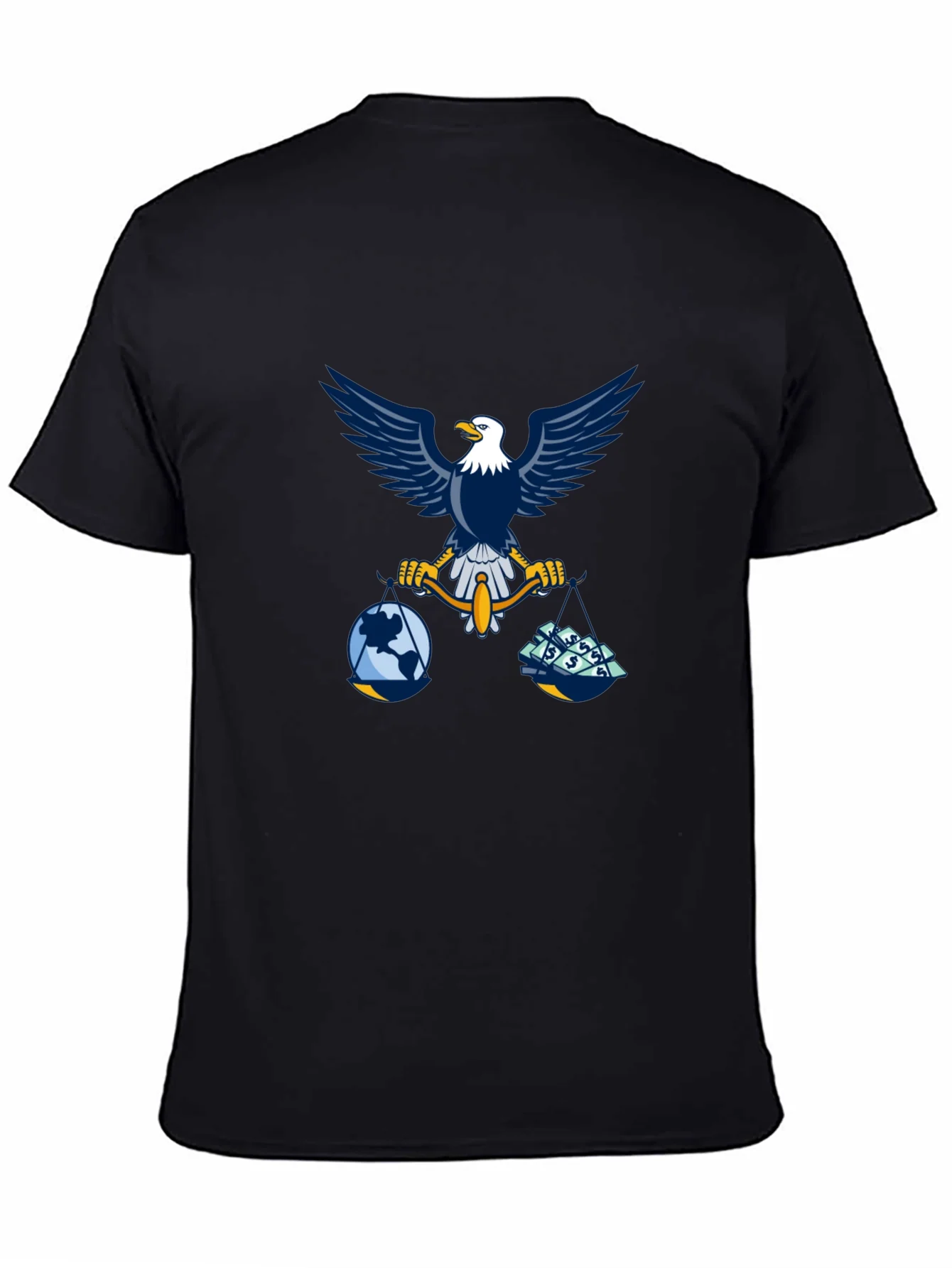 Camiseta Negra con Dise?o de ¨¢guila Balanza