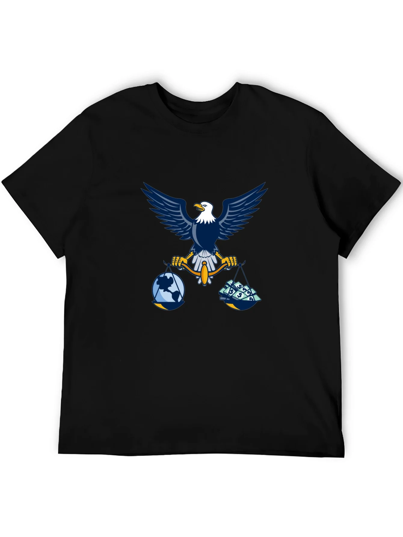 Camiseta Negra con Dise?o de ¨¢guila Balanza
