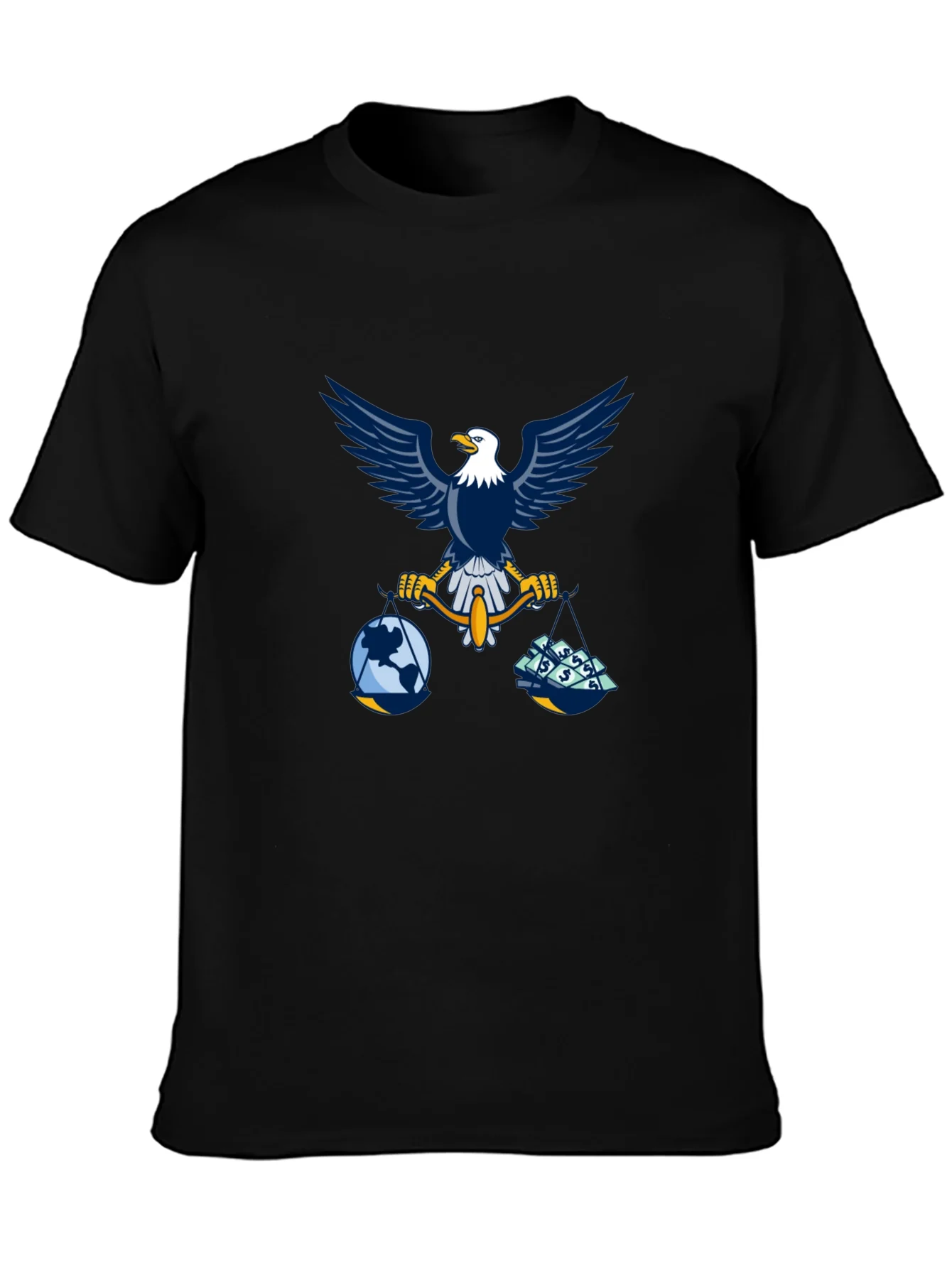 Camiseta Negra con Dise?o de ¨¢guila Balanza