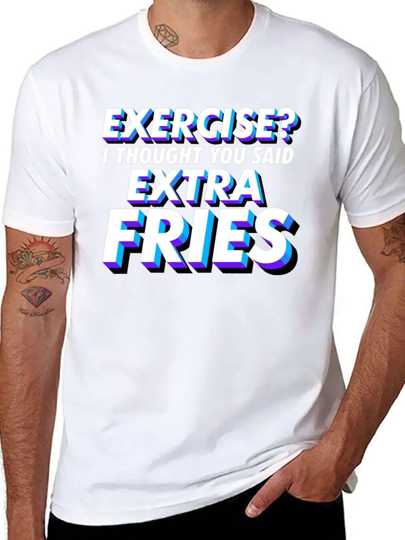 Camiseta Negra con Frase Divertida Extra Fries
