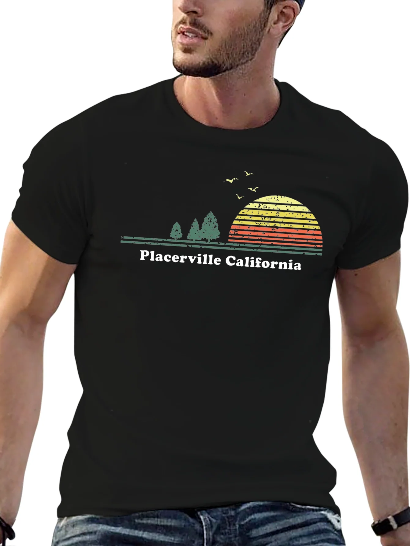 Camiseta Negra Retro Placer. California