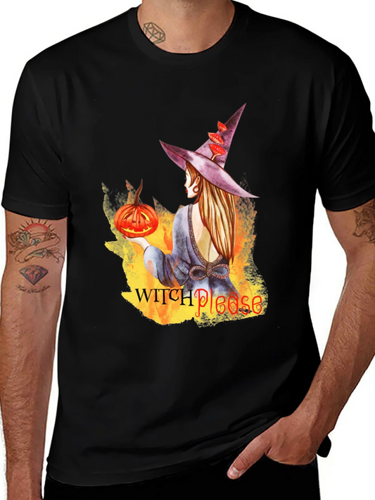 Camiseta Negra con Dise?o de Bruja Halloween