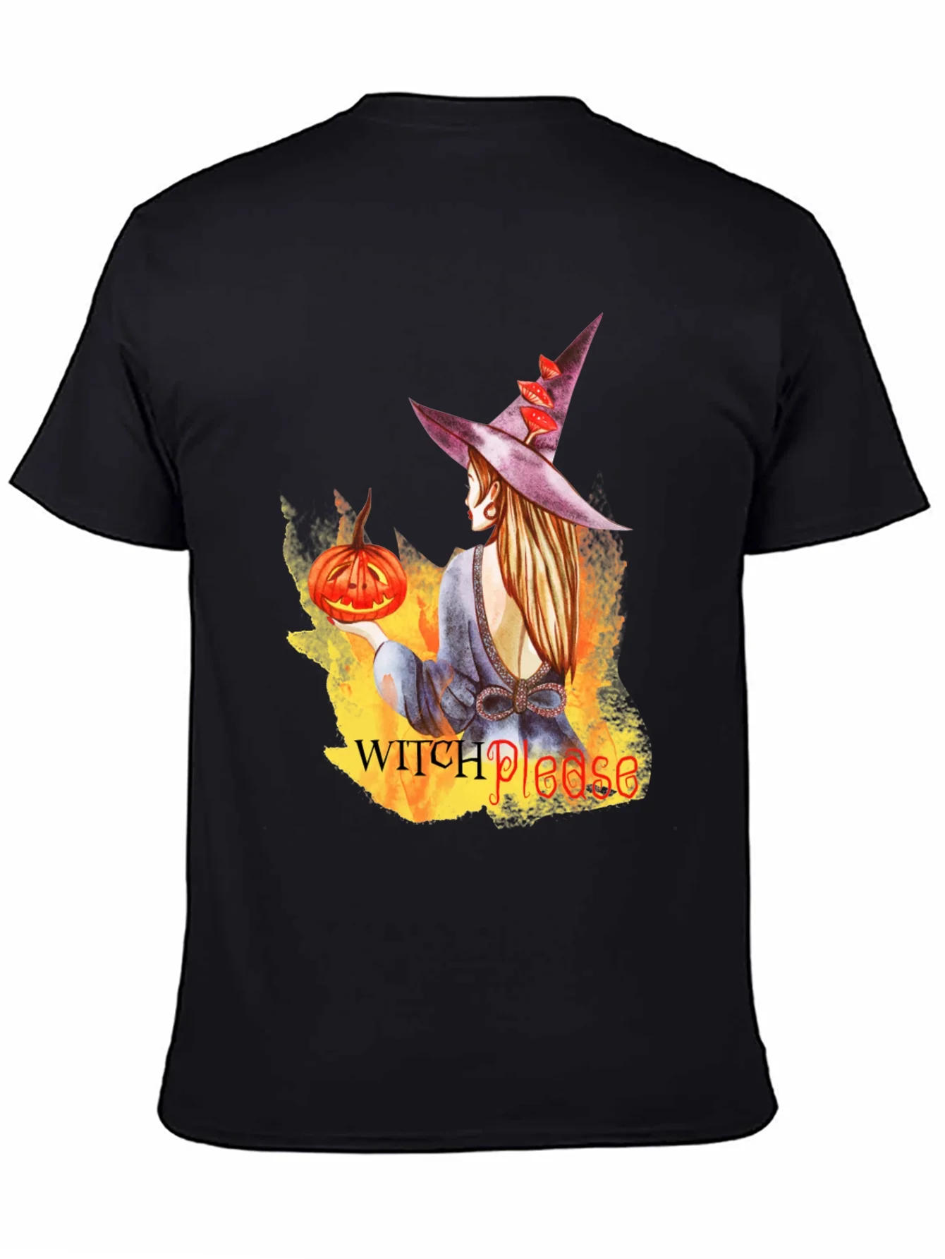 Camiseta Negra con Dise?o de Bruja Halloween