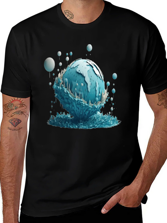 Rebbecca Globe Graphic Tee - Unique Water Design Black T-Shirt