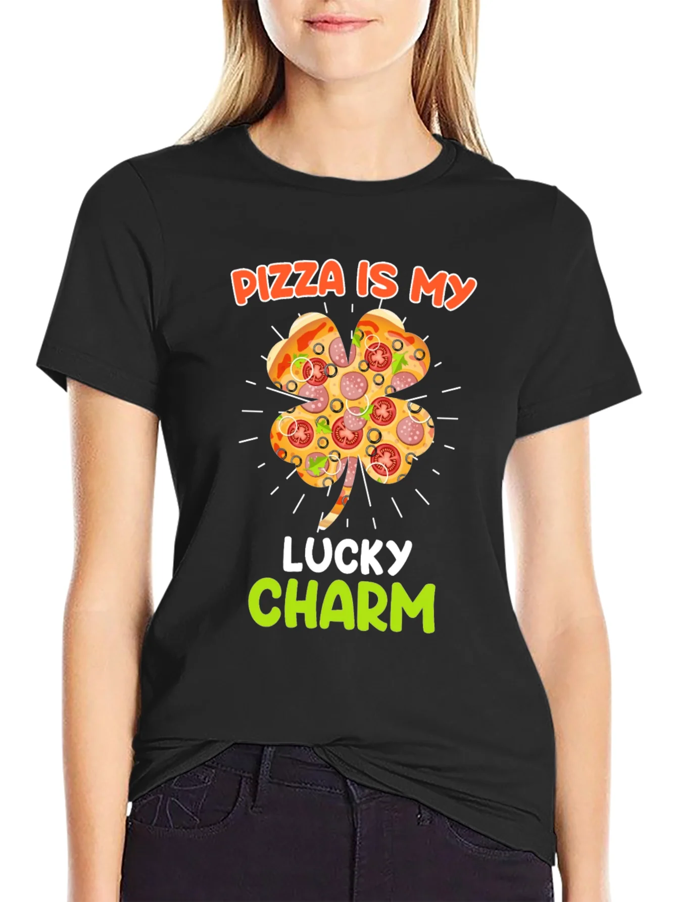 Rebbecca Pizza Lucky Charm St. Patricks Day Graphic Tee