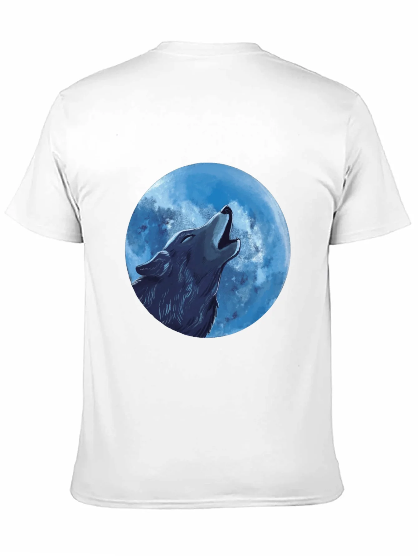 Camiseta Negra Hombre: Lobo Aullando a la Luna