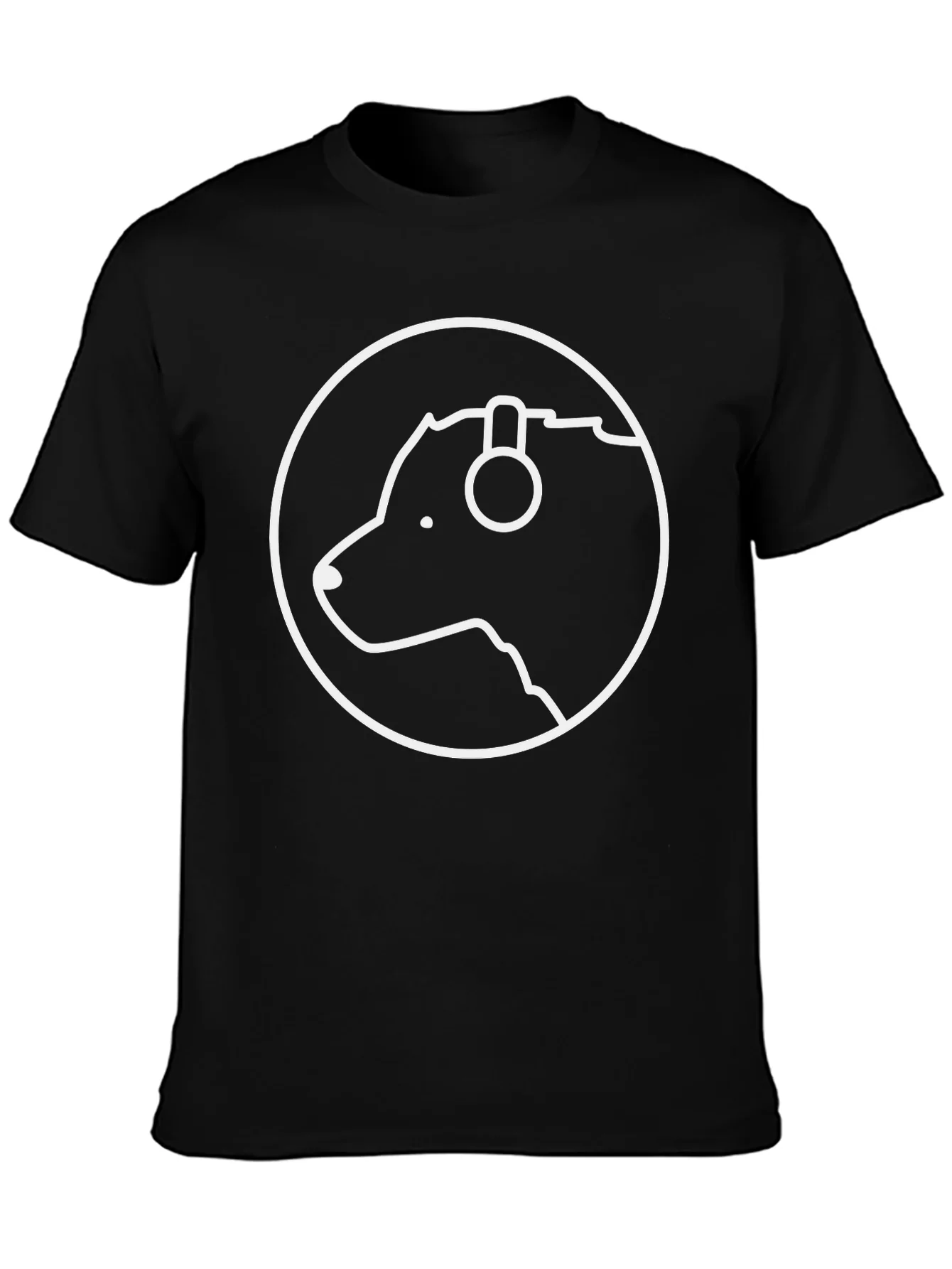 Camiseta Negra Hombre Dise?o Oso con Aud¨ªfonos