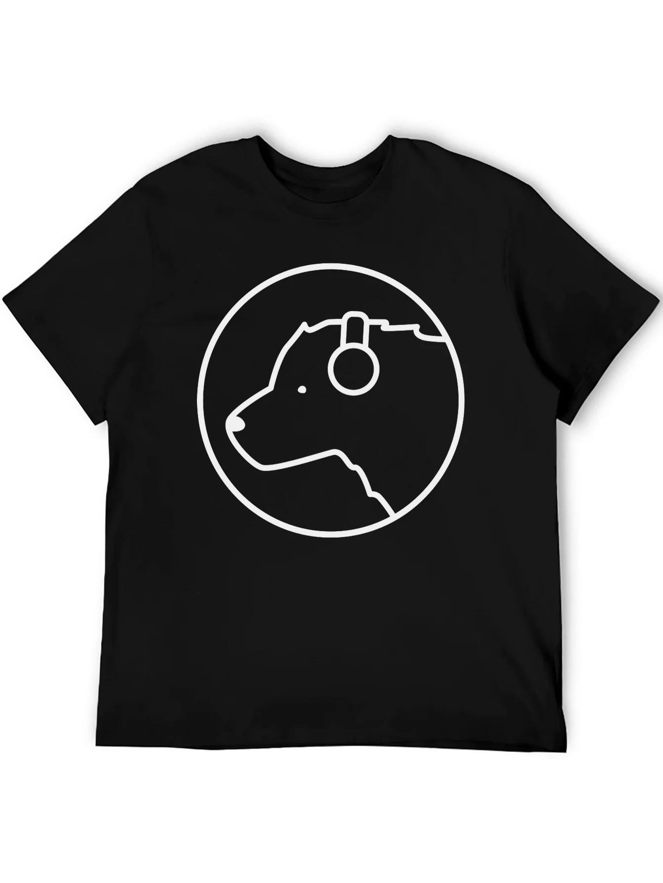 Camiseta Negra Hombre Dise?o Oso con Aud¨ªfonos