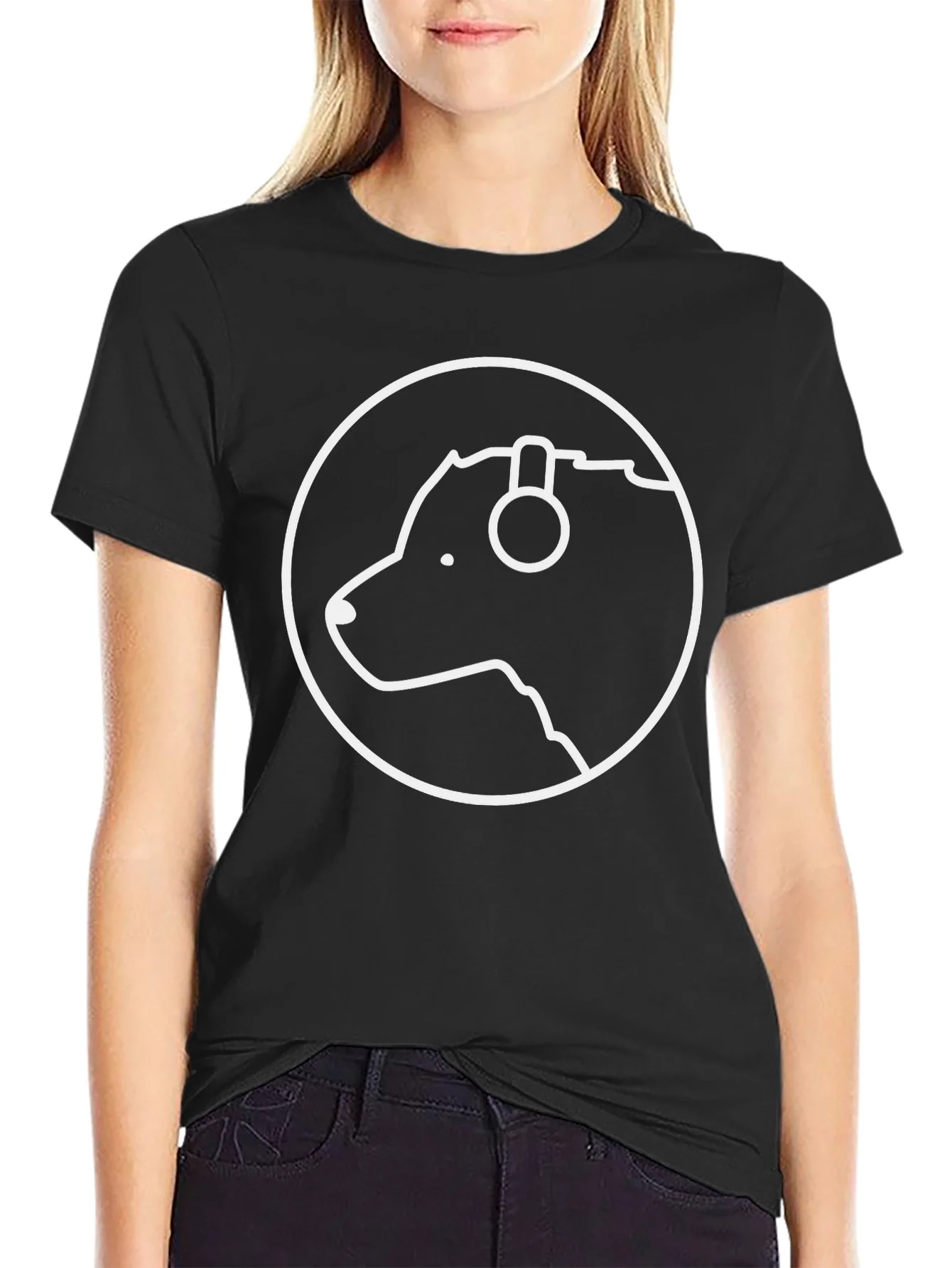 Camiseta Negra Hombre Dise?o Oso con Aud¨ªfonos