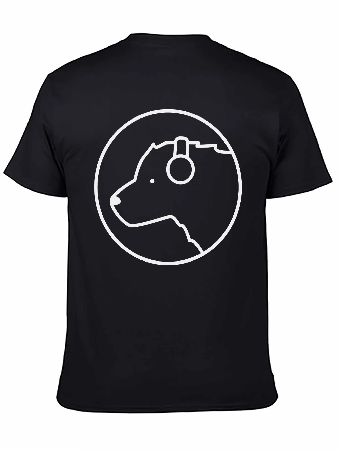 Camiseta Negra Hombre Dise?o Oso con Aud¨ªfonos