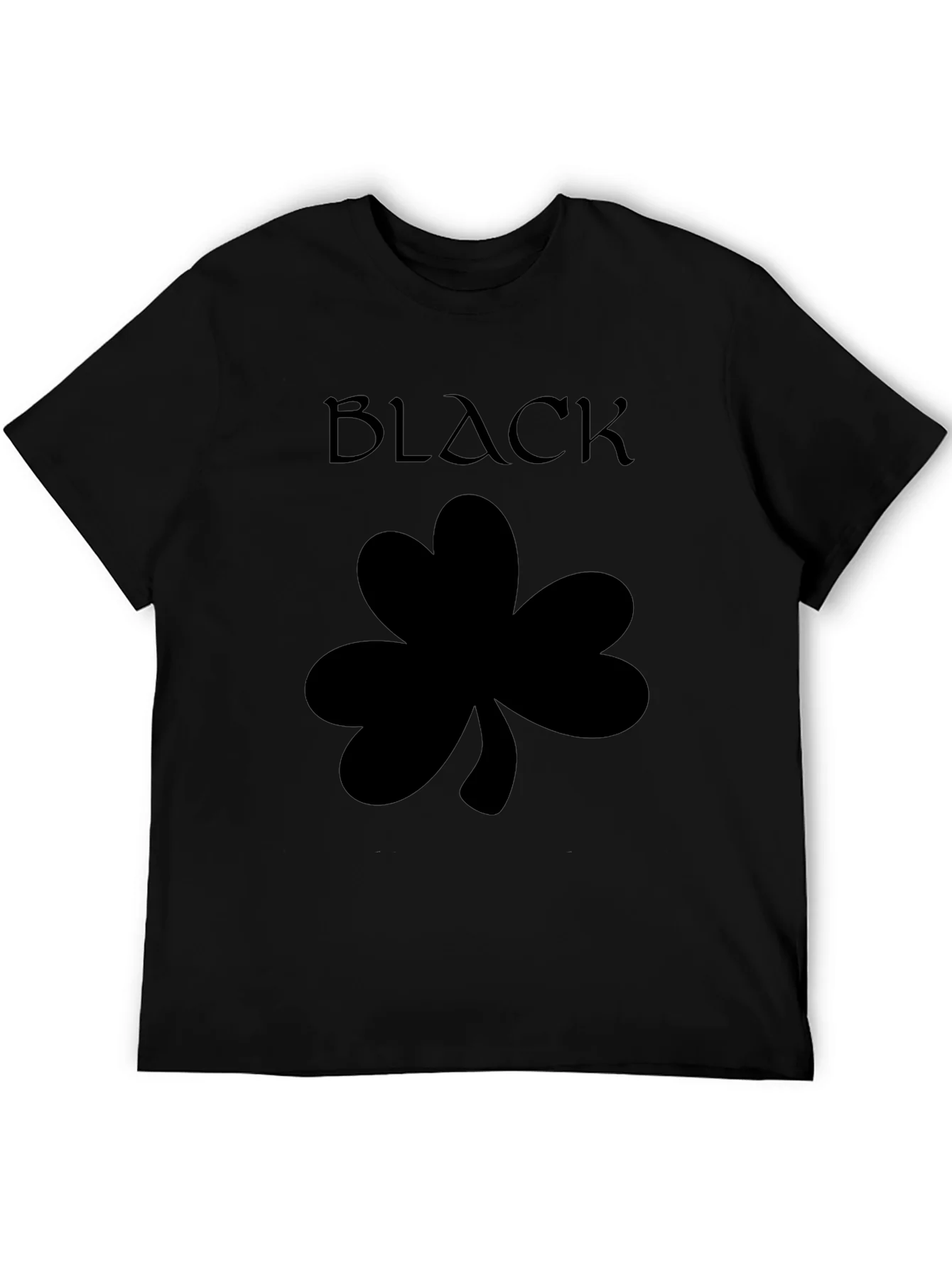 Camiseta Negra con Tr¨¦bol y Texto BLACK