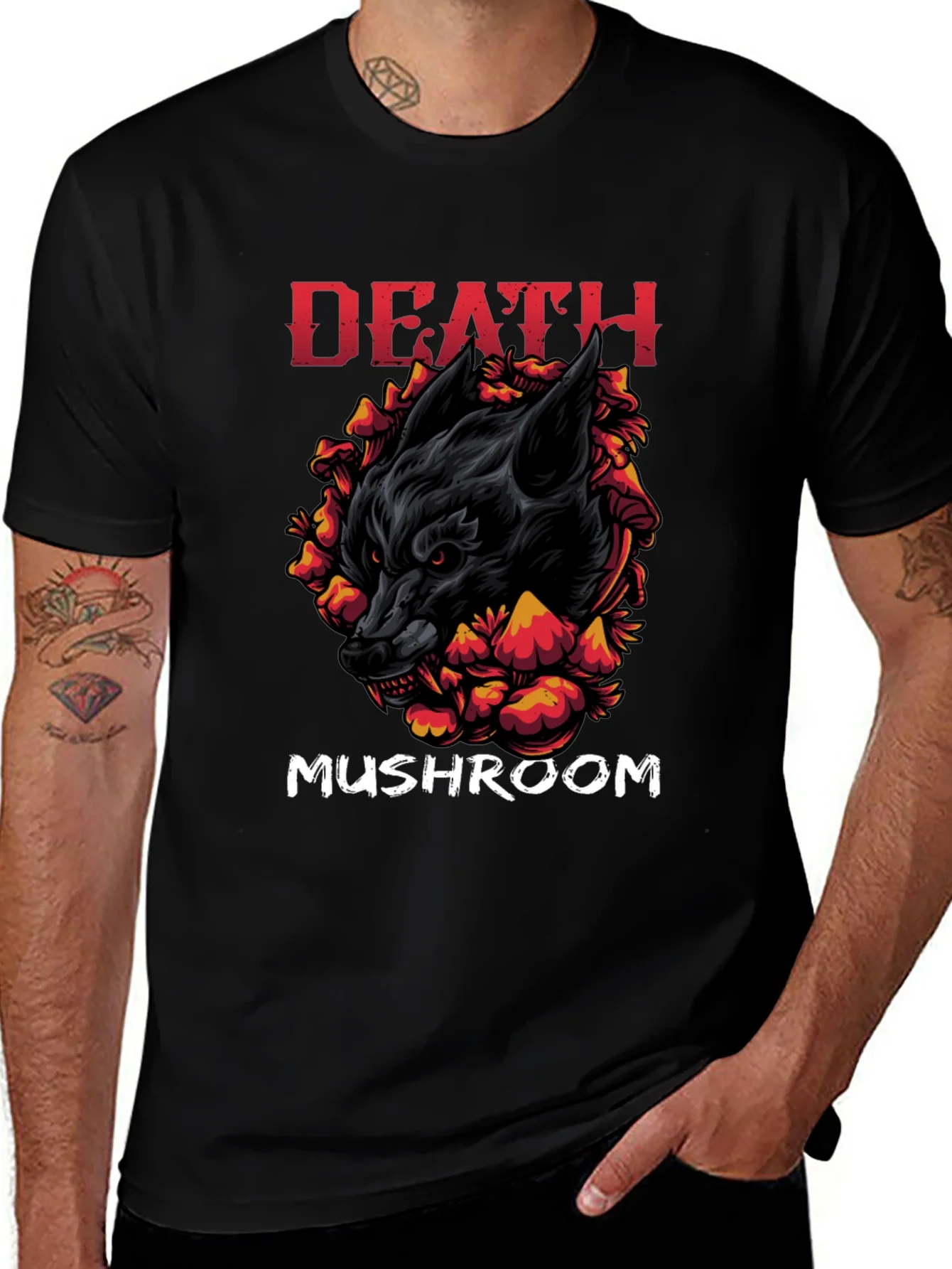 Camiseta Negra: Lobo Setas y la Muerte