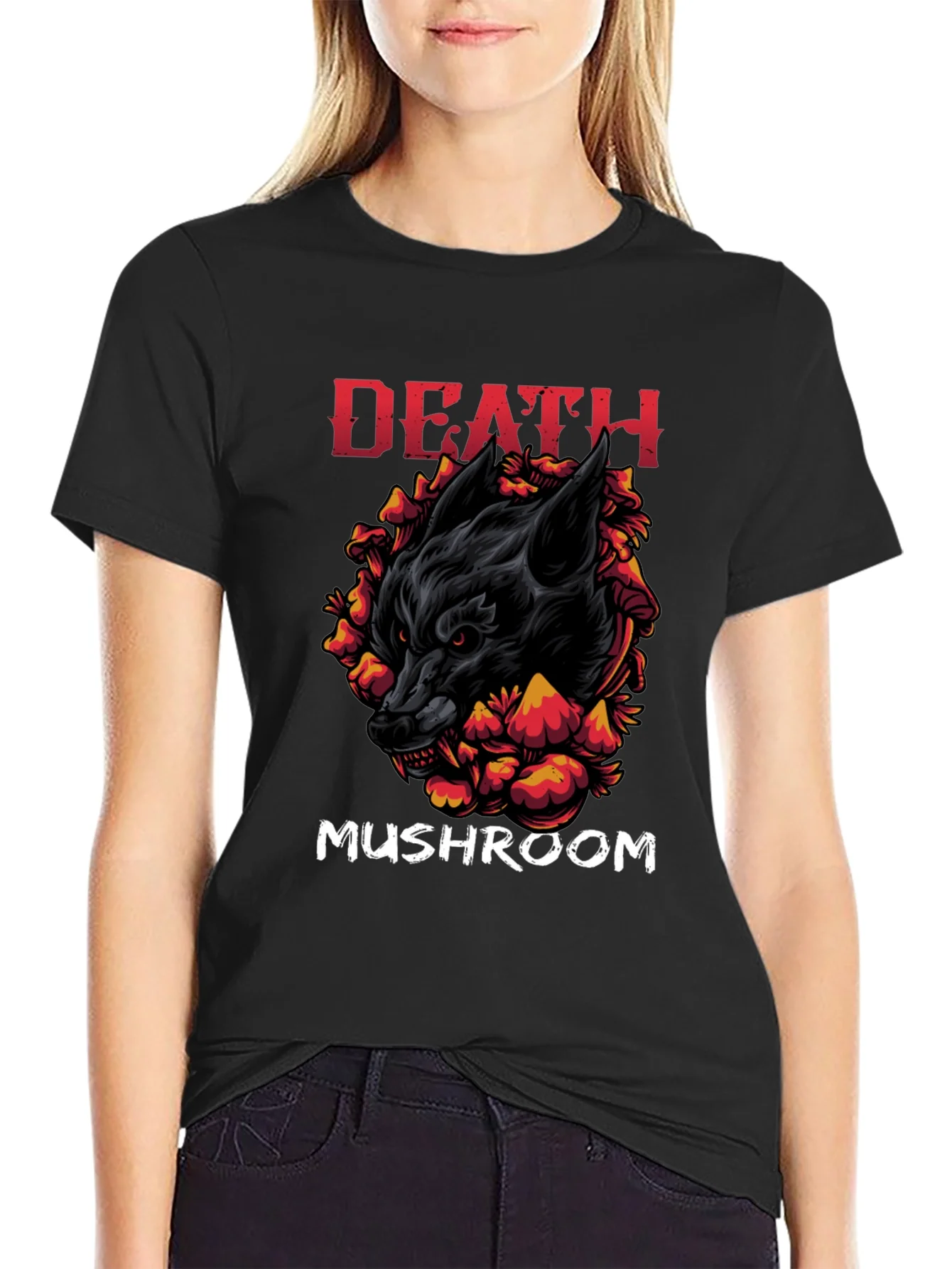 Camiseta Negra: Lobo Setas y la Muerte