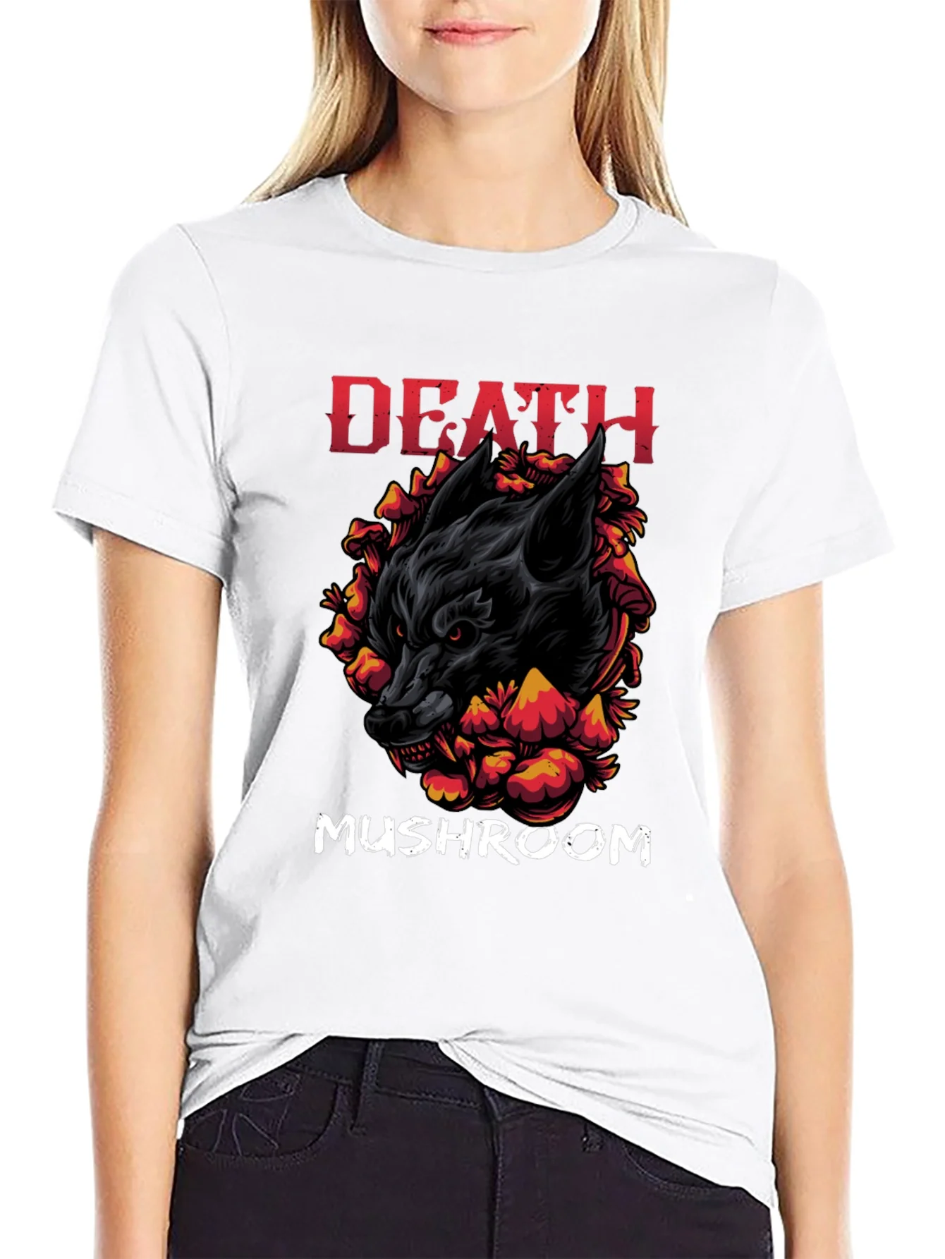 Camiseta Negra: Lobo Setas y la Muerte