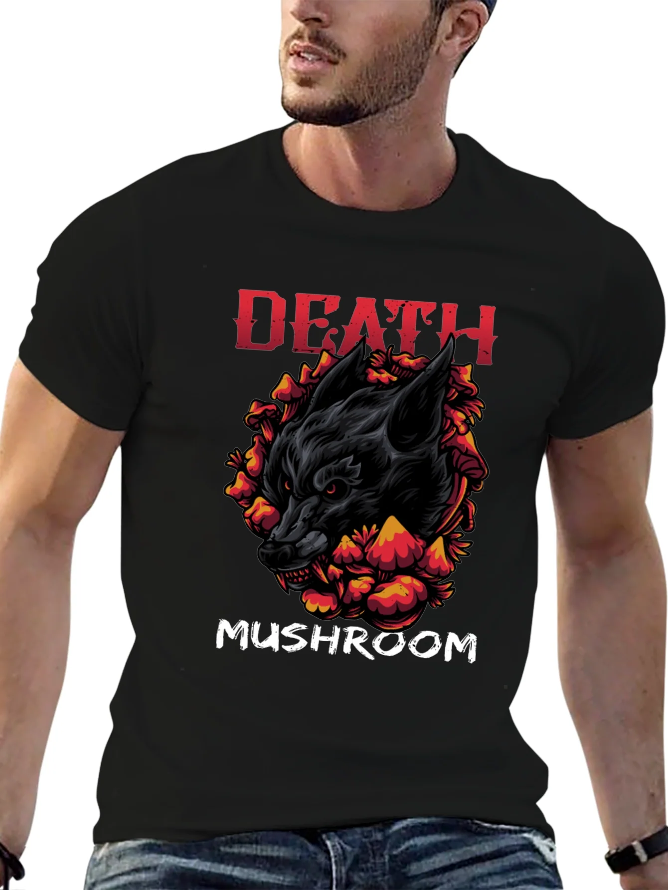 Camiseta Negra: Lobo Setas y la Muerte