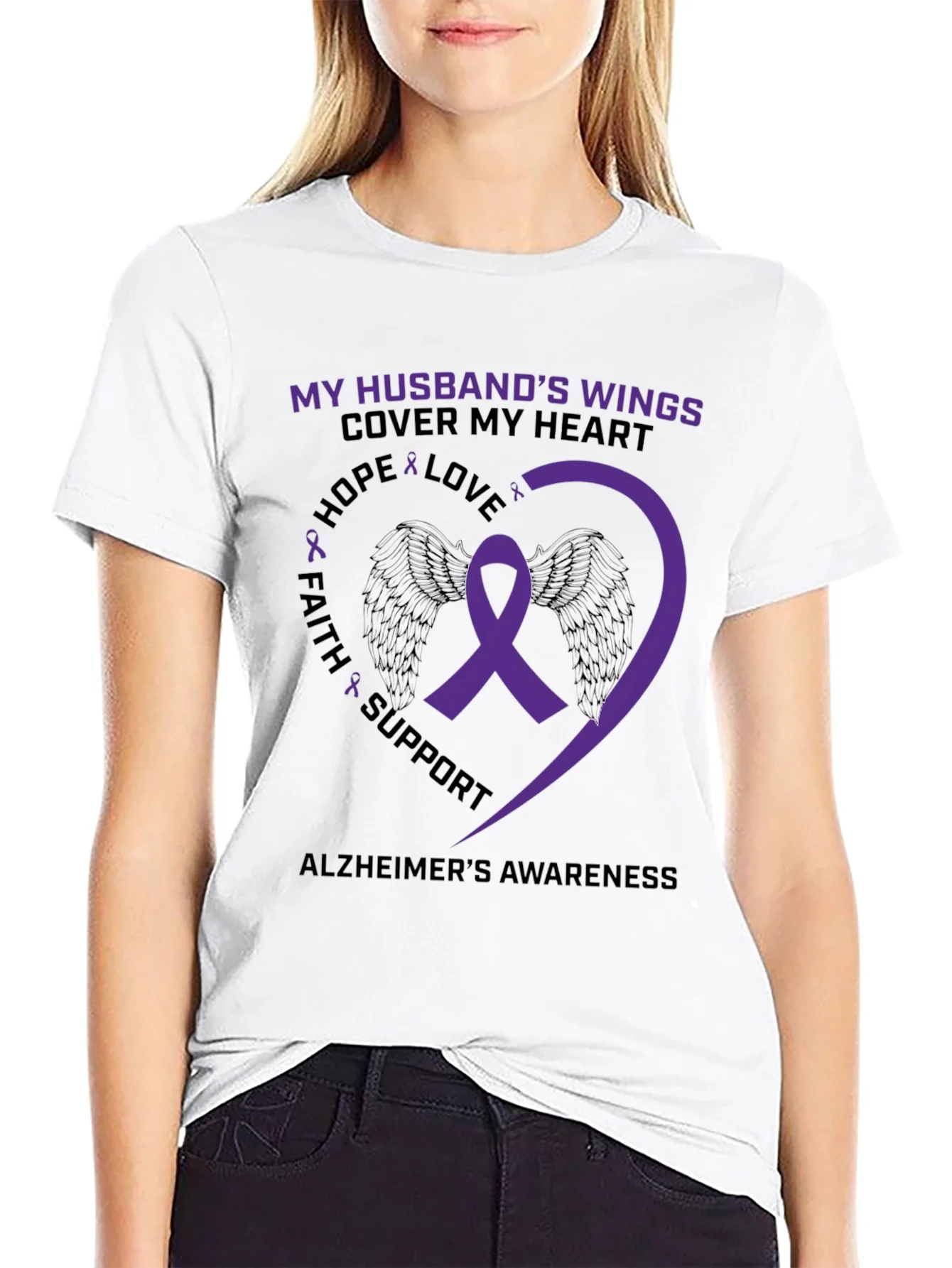 Rebbecca Alzheimers Awareness Husband Wings T-Shirt