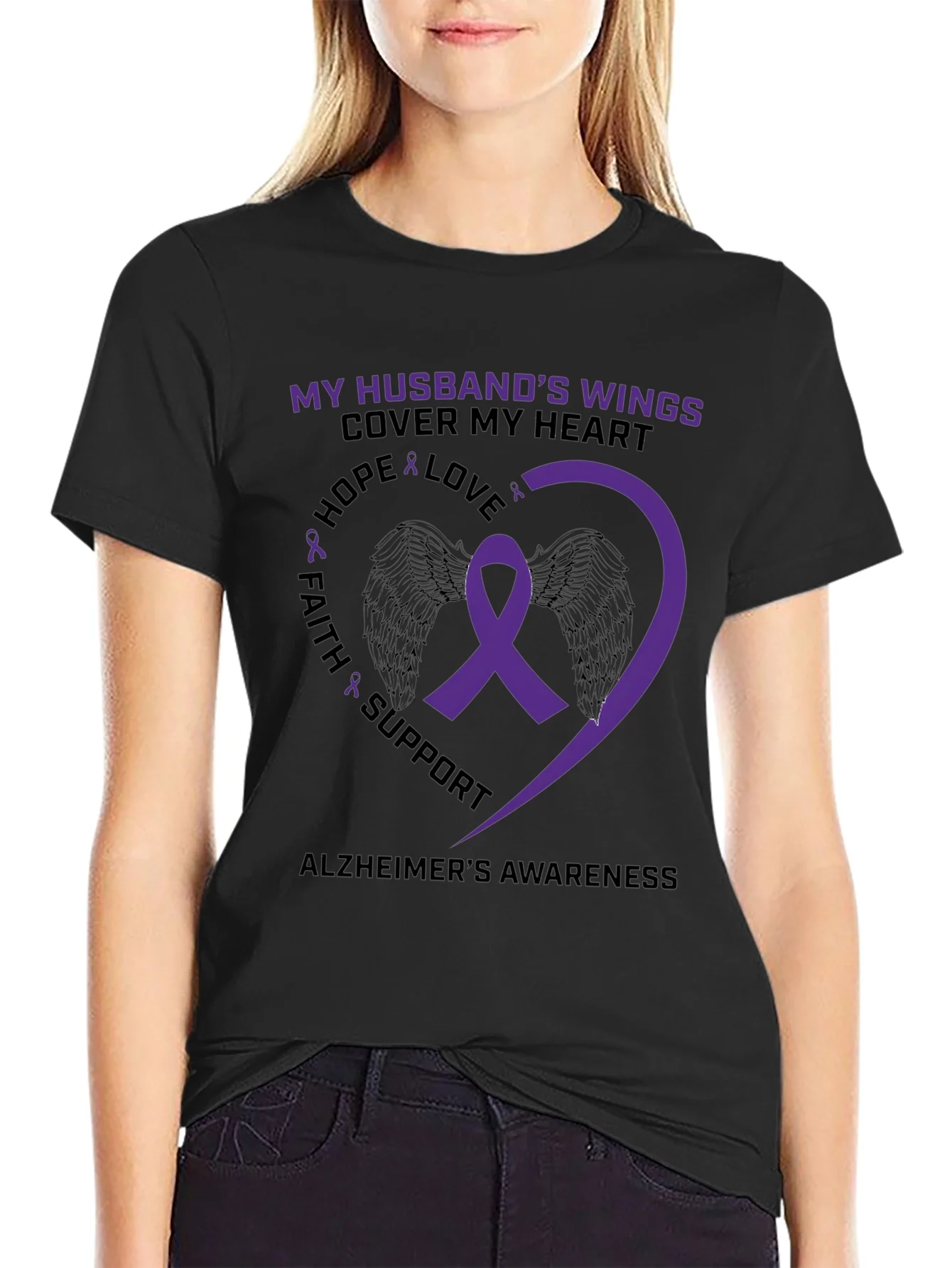 Rebbecca Alzheimers Awareness Husband Wings T-Shirt