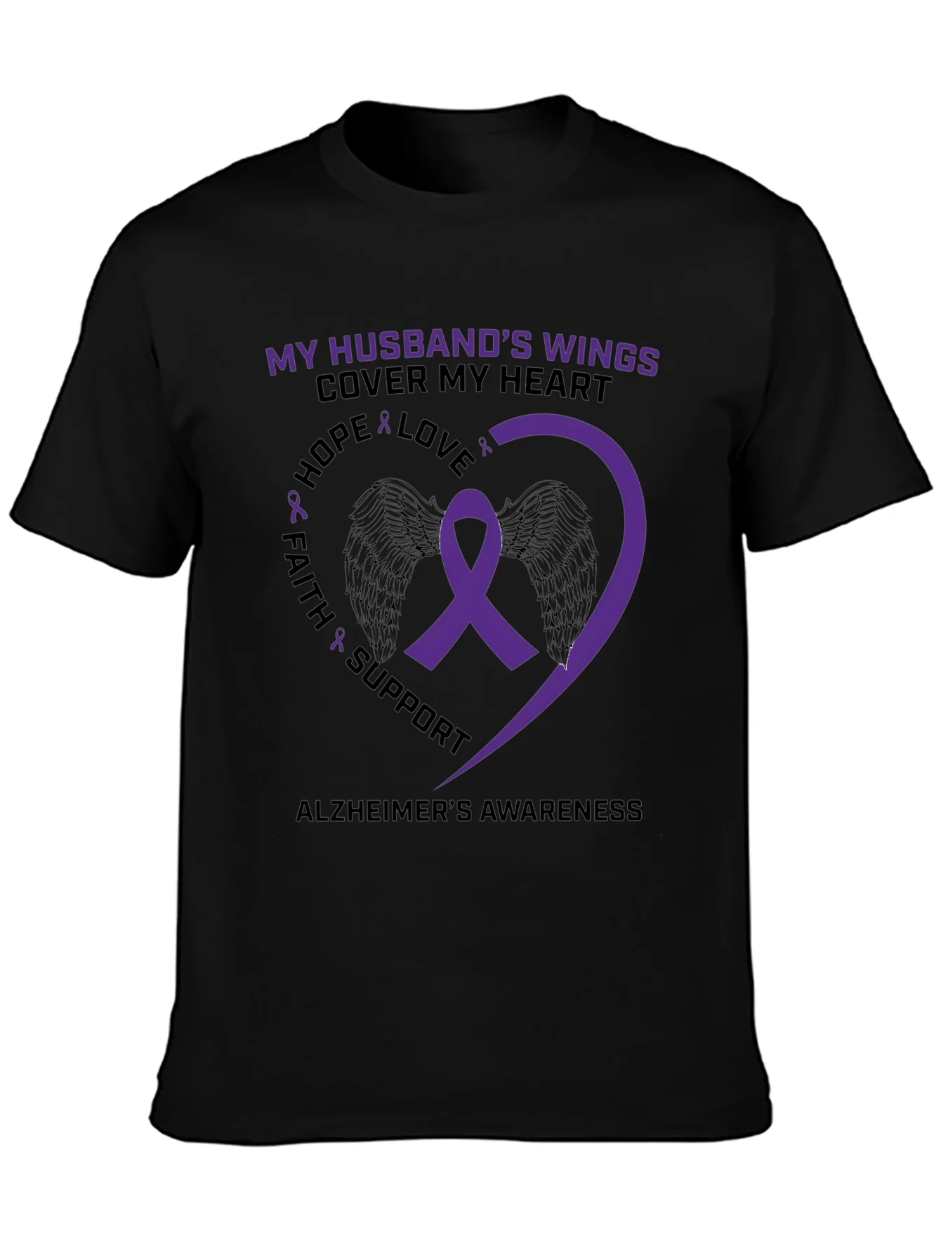 Rebbecca Alzheimers Awareness Husband Wings T-Shirt