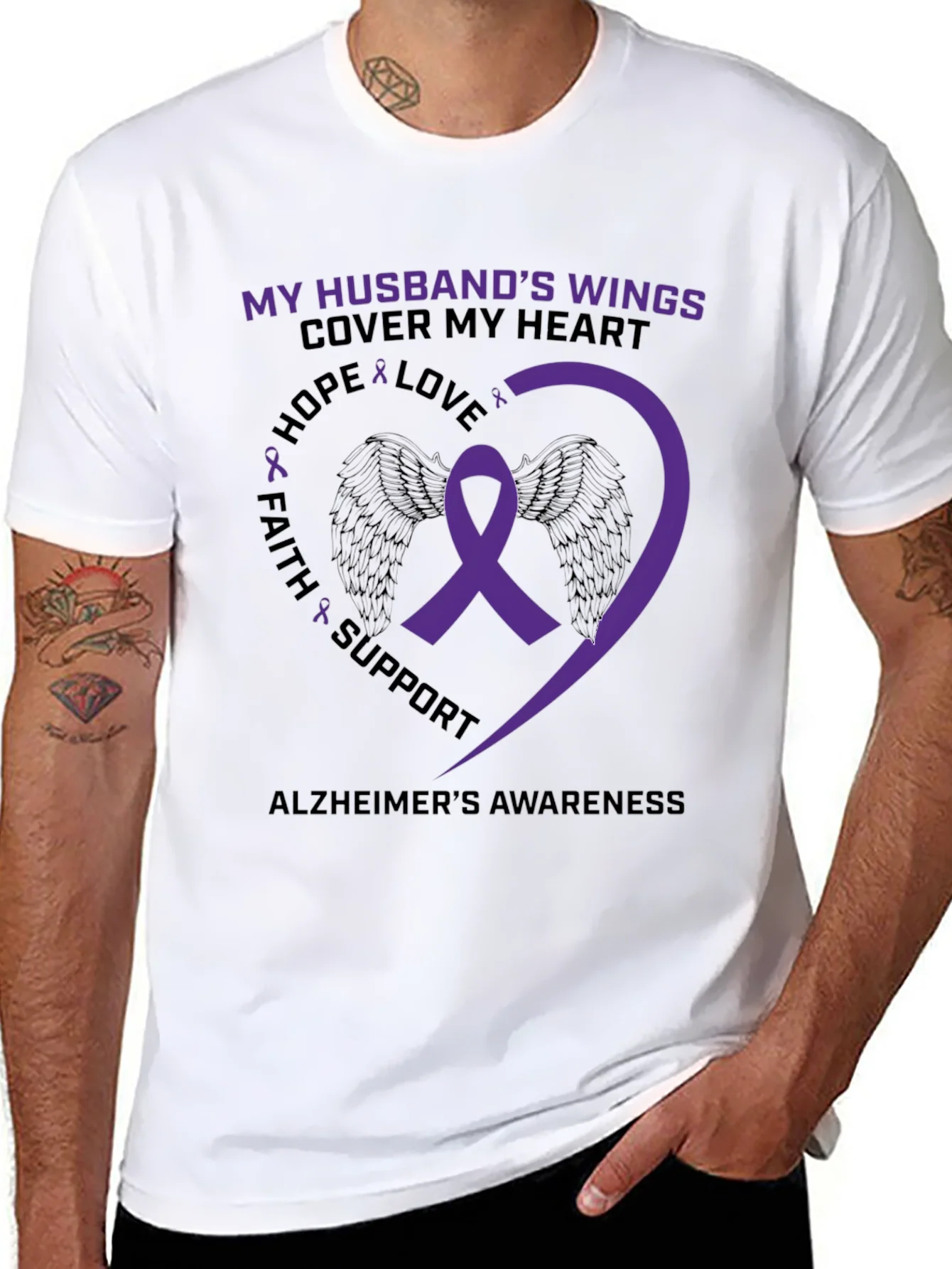 Rebbecca Alzheimers Awareness Husband Wings T-Shirt