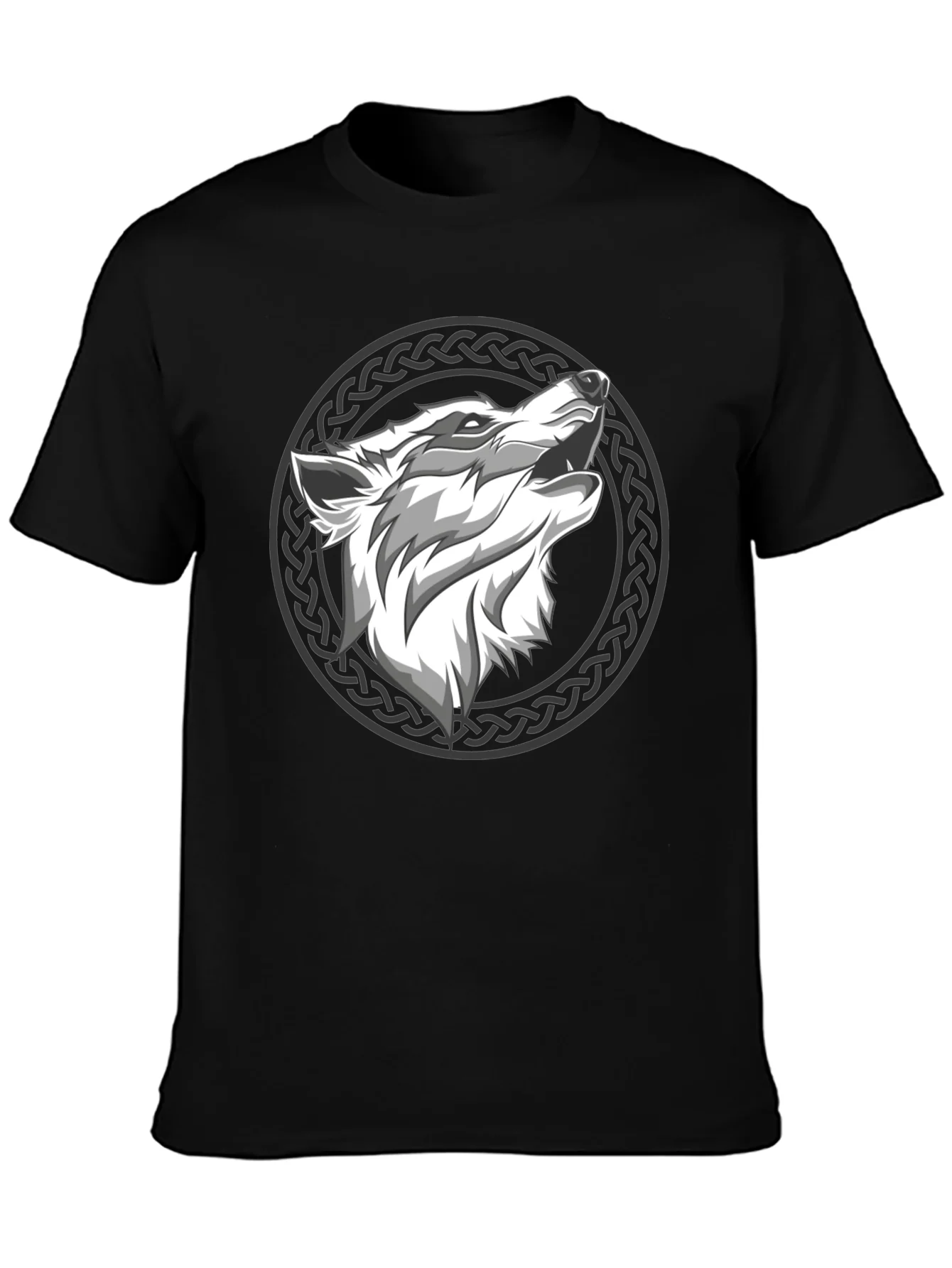 Camiseta Hombre Negra Lobo Celta